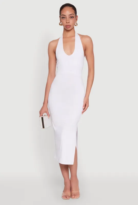 Side Slit Halter Neck Midi Dress sold by Rainbow