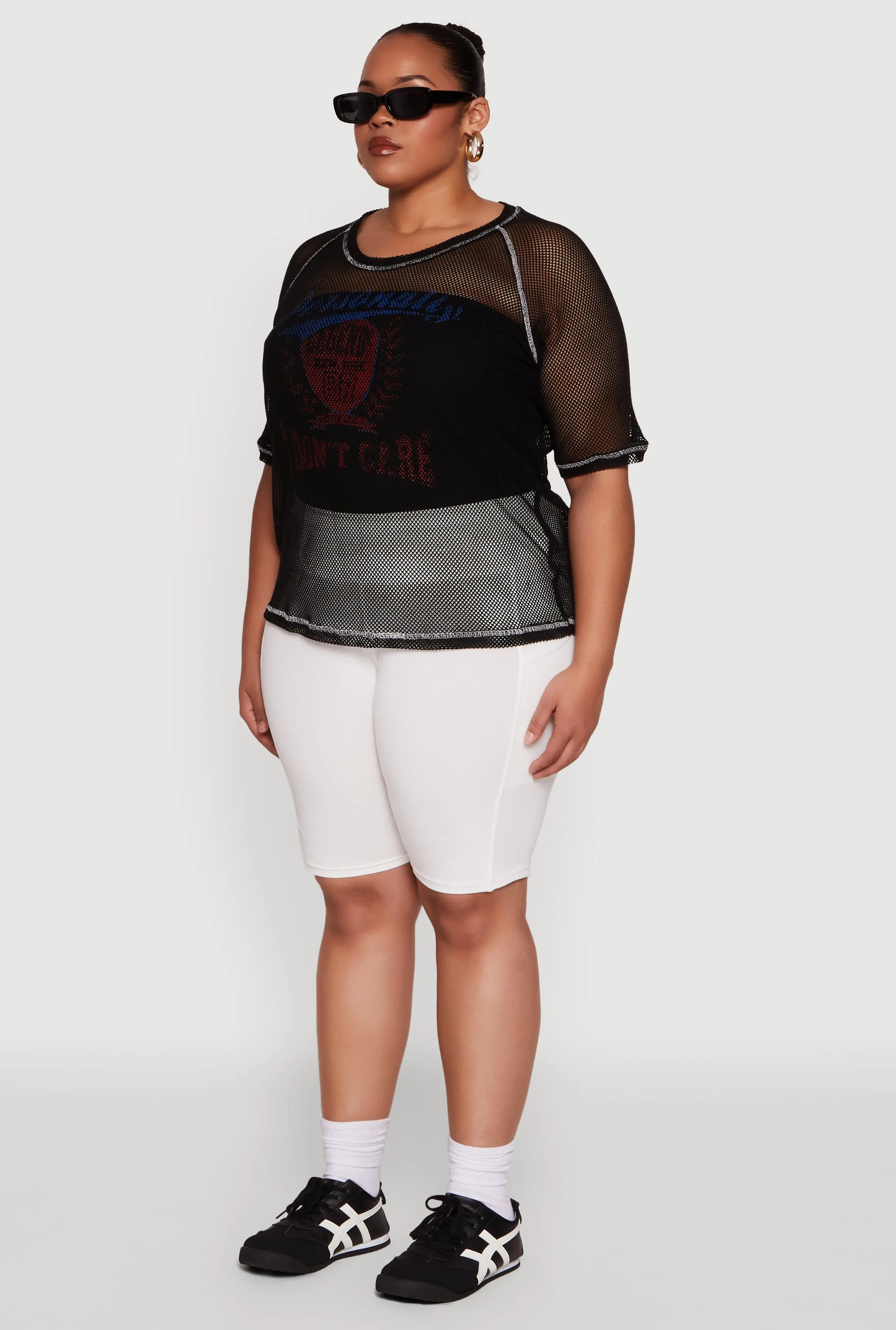 Plus Size Personally I Dont Care Fishnet Top sold by Rainbow product image thumbnail 5