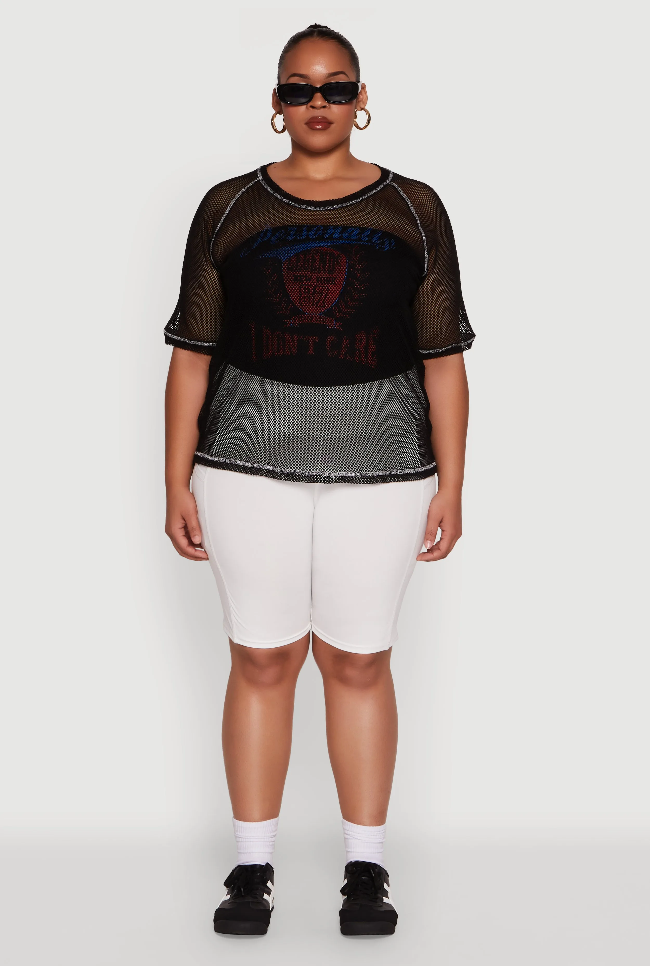 Plus Size Personally I Dont Care Fishnet Top sold by Rainbow product image thumbnail 3