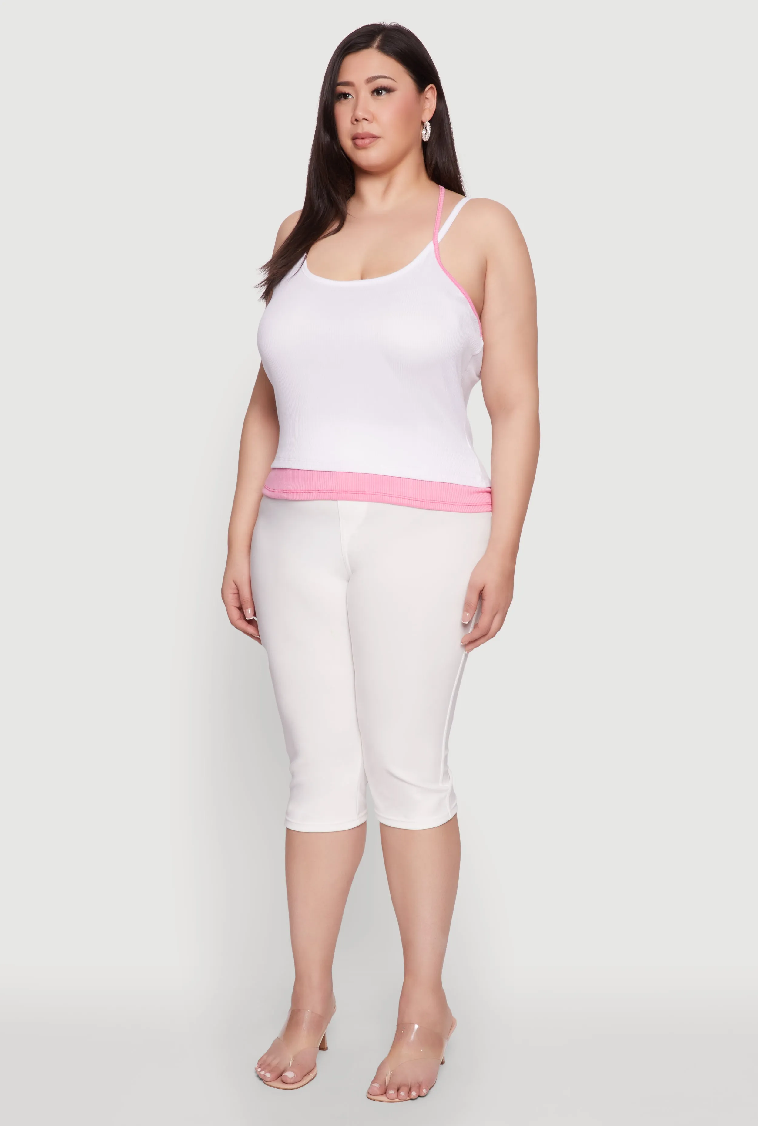 Plus Size Contrast Trim Halter Cami sold by Rainbow product image thumbnail 5