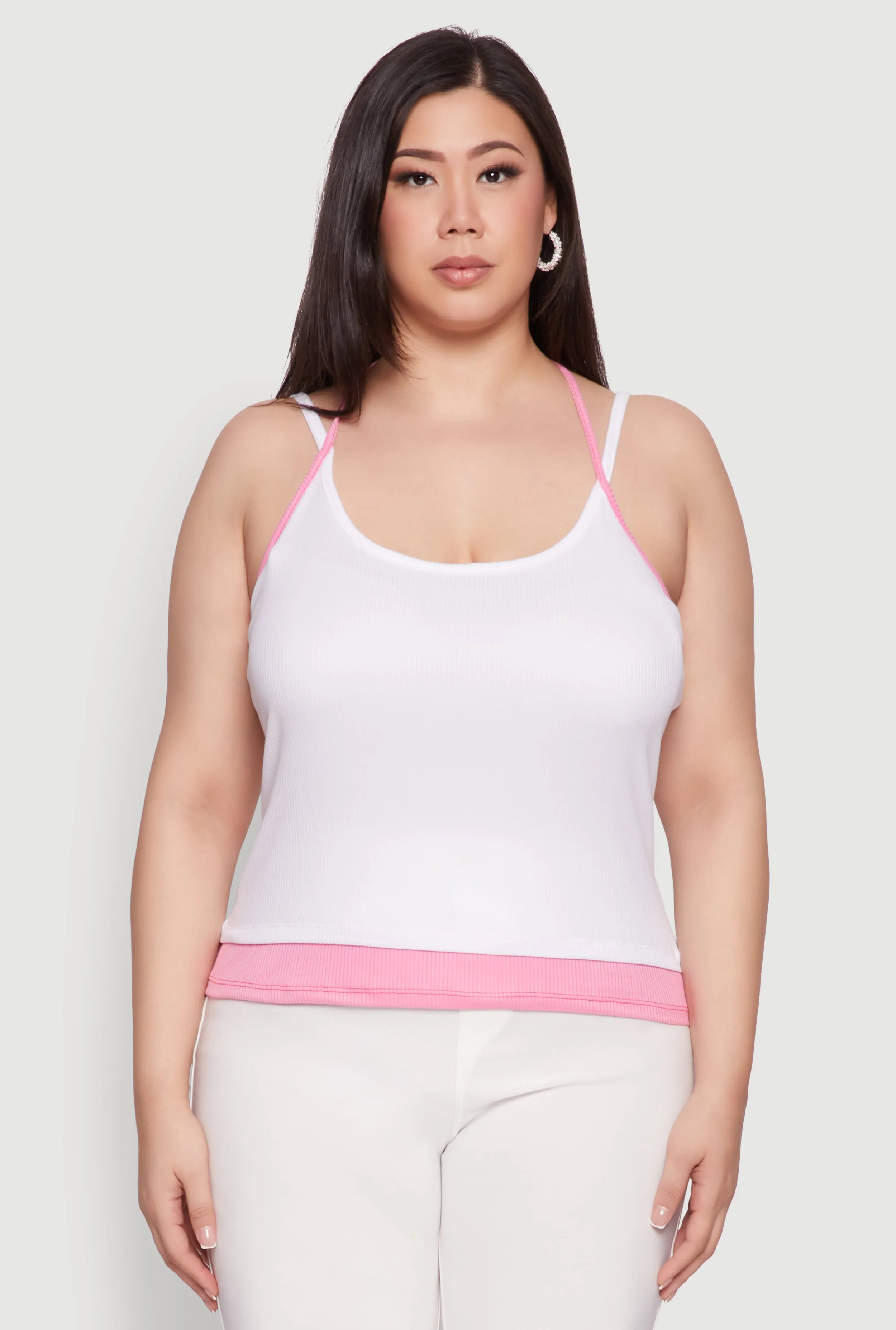 Plus Size Contrast Trim Halter Cami sold by Rainbow product image thumbnail 2