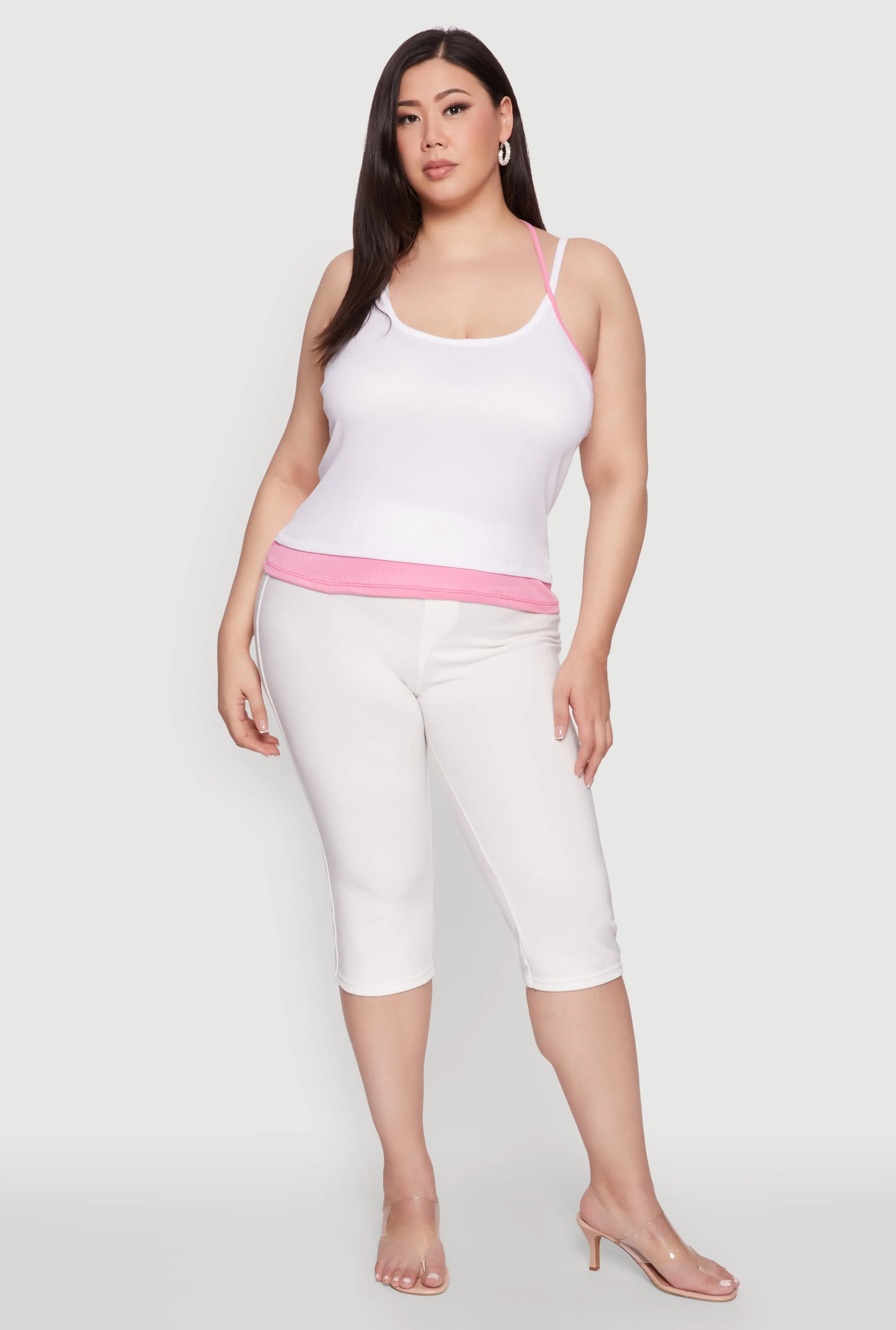 Plus Size Contrast Trim Halter Cami sold by Rainbow