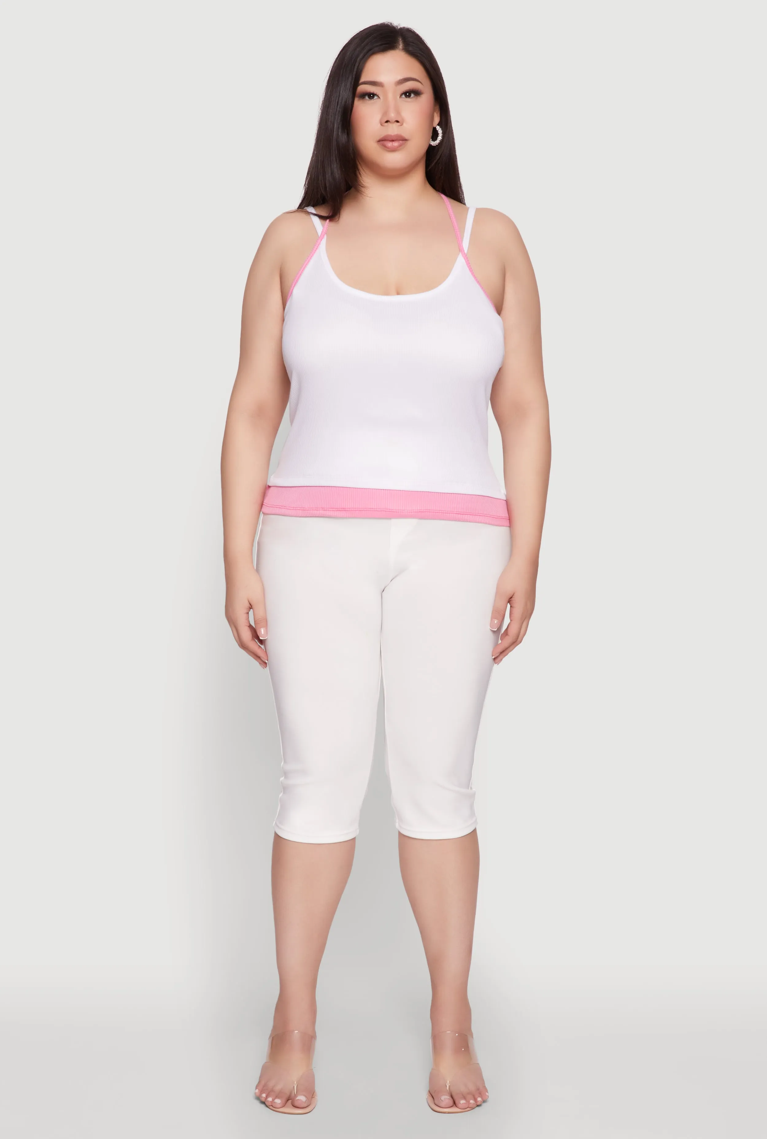 Plus Size Contrast Trim Halter Cami sold by Rainbow product image thumbnail 3