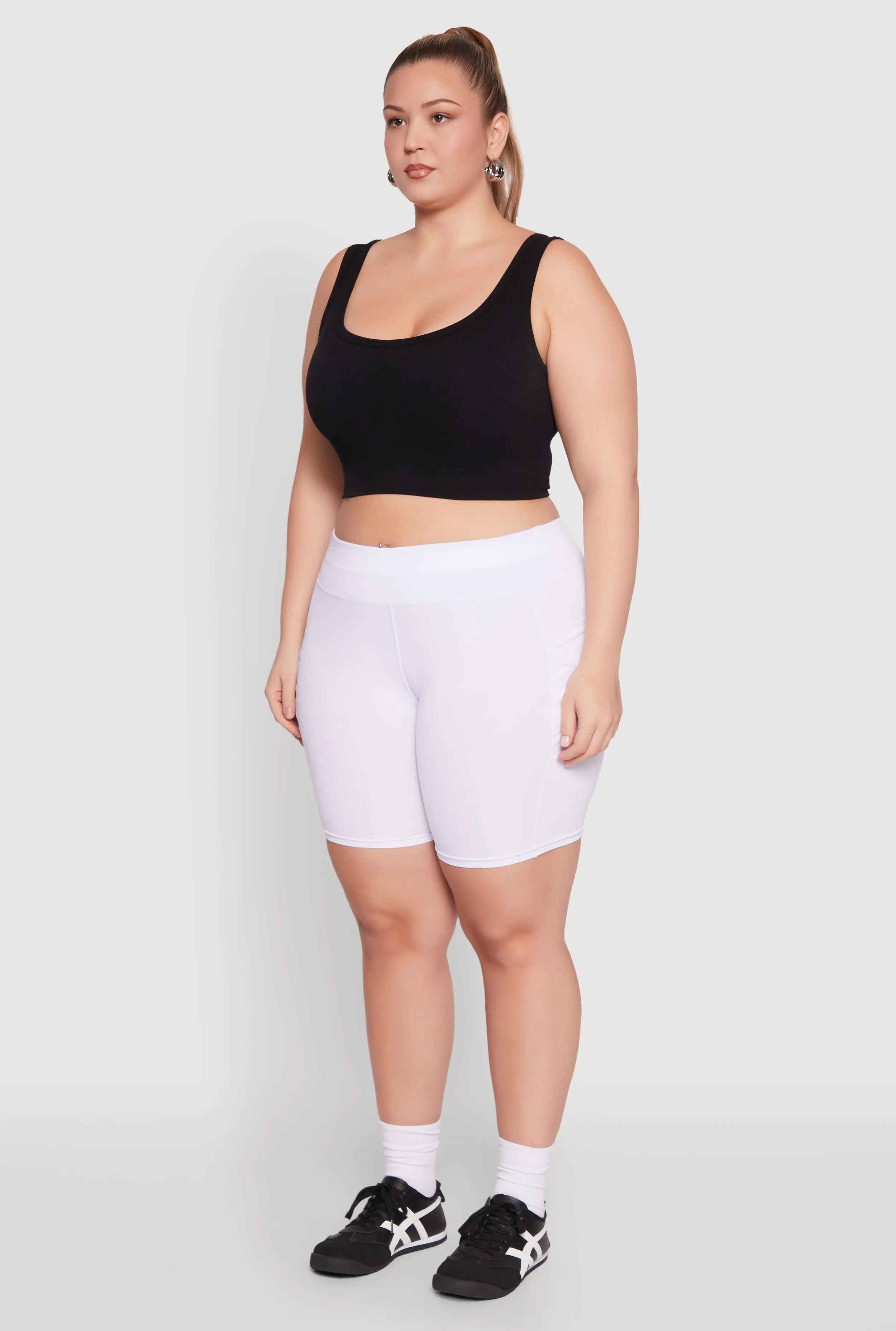 Plus Size Caged Mesh Cell Phone Pocket Biker Shorts sold by Rainbow product image thumbnail 3