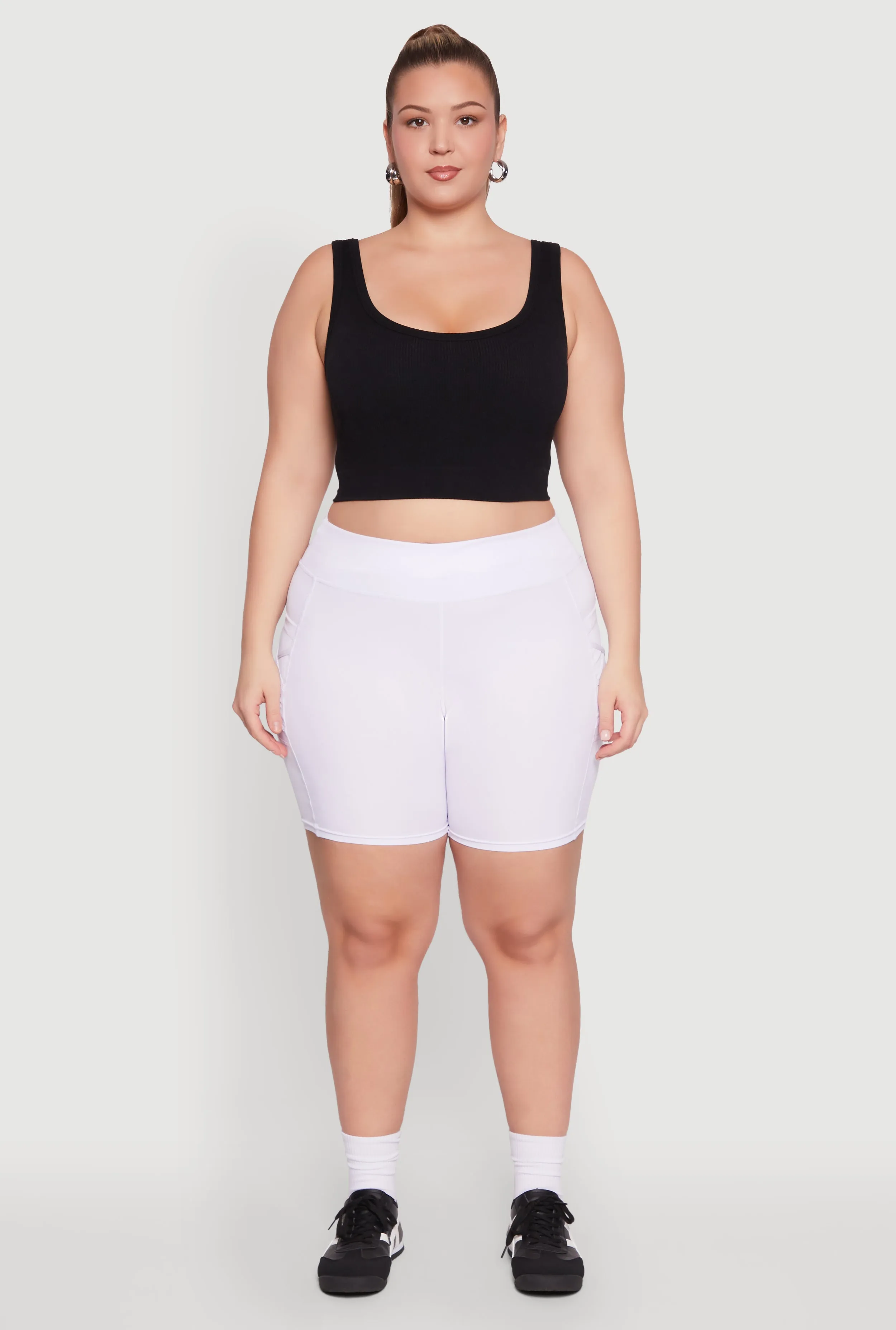 Plus Size Caged Mesh Cell Phone Pocket Biker Shorts sold by Rainbow product image thumbnail 2