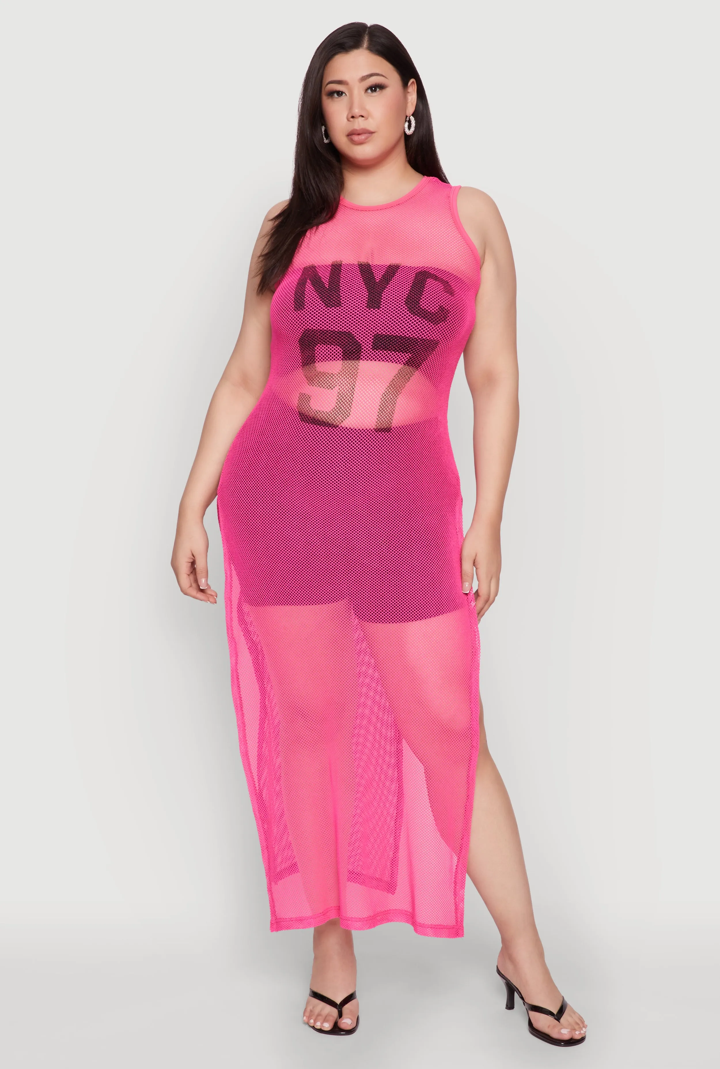 Plus Size NYC 97 Fishnet Maxi Top sold by Rainbow
