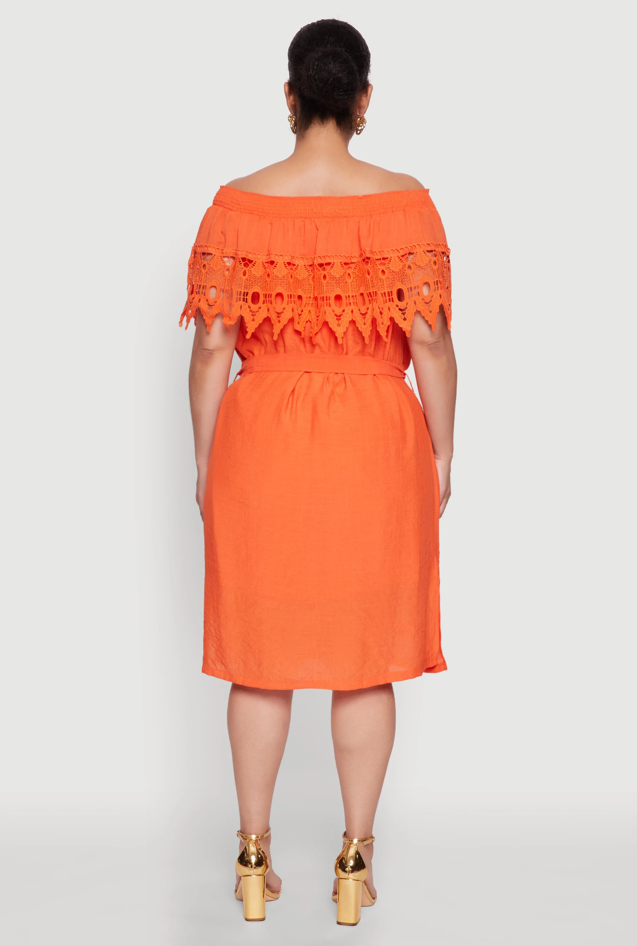 Plus Size Crochet Overlay Off The Shoulder Dress sold by Rainbow product image thumbnail 5