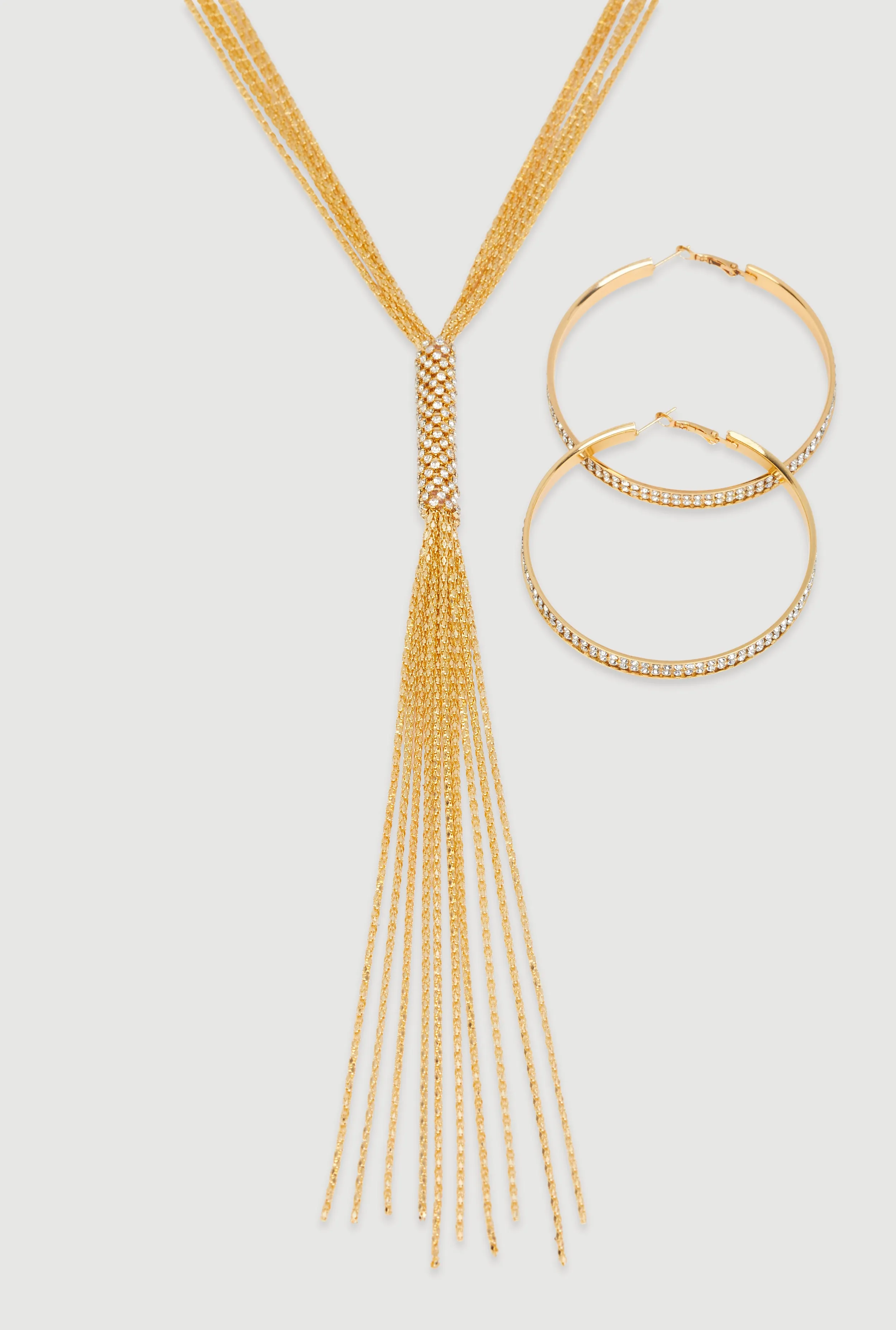 Tassel Chain Necklace and Hoop Earrings sold by Rainbow