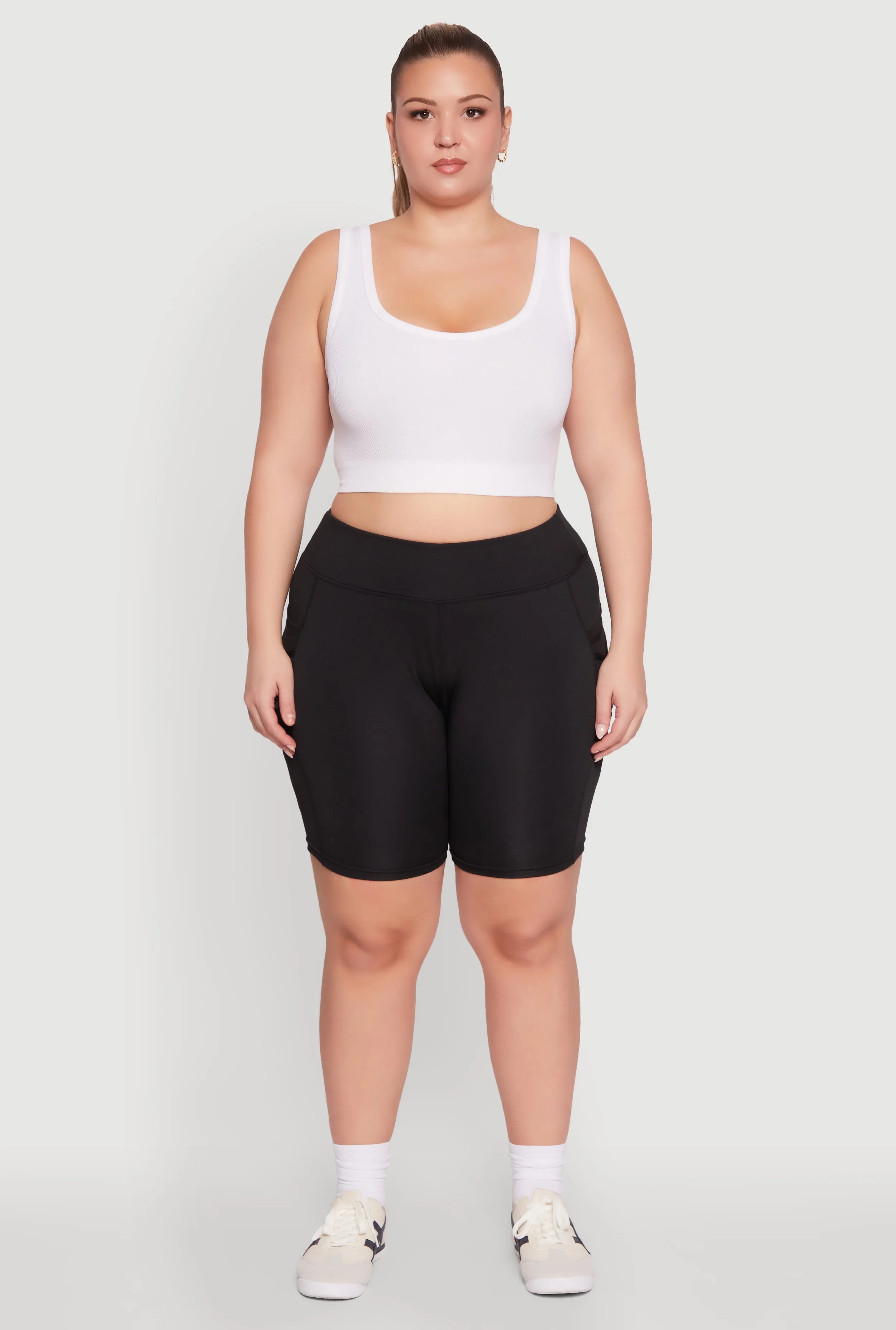 Plus Size Caged Mesh Cell Phone Pocket Biker Shorts sold by Rainbow product image thumbnail 2