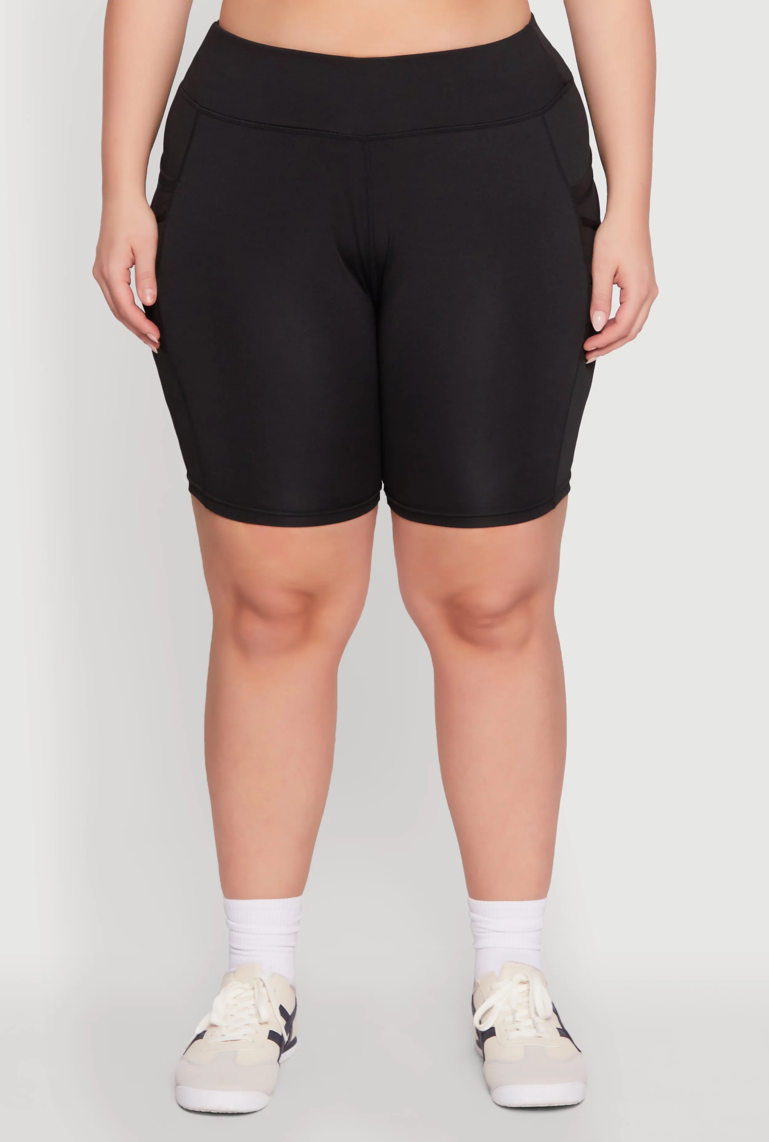 Plus Size Caged Mesh Cell Phone Pocket Biker Shorts sold by Rainbow product image thumbnail 5