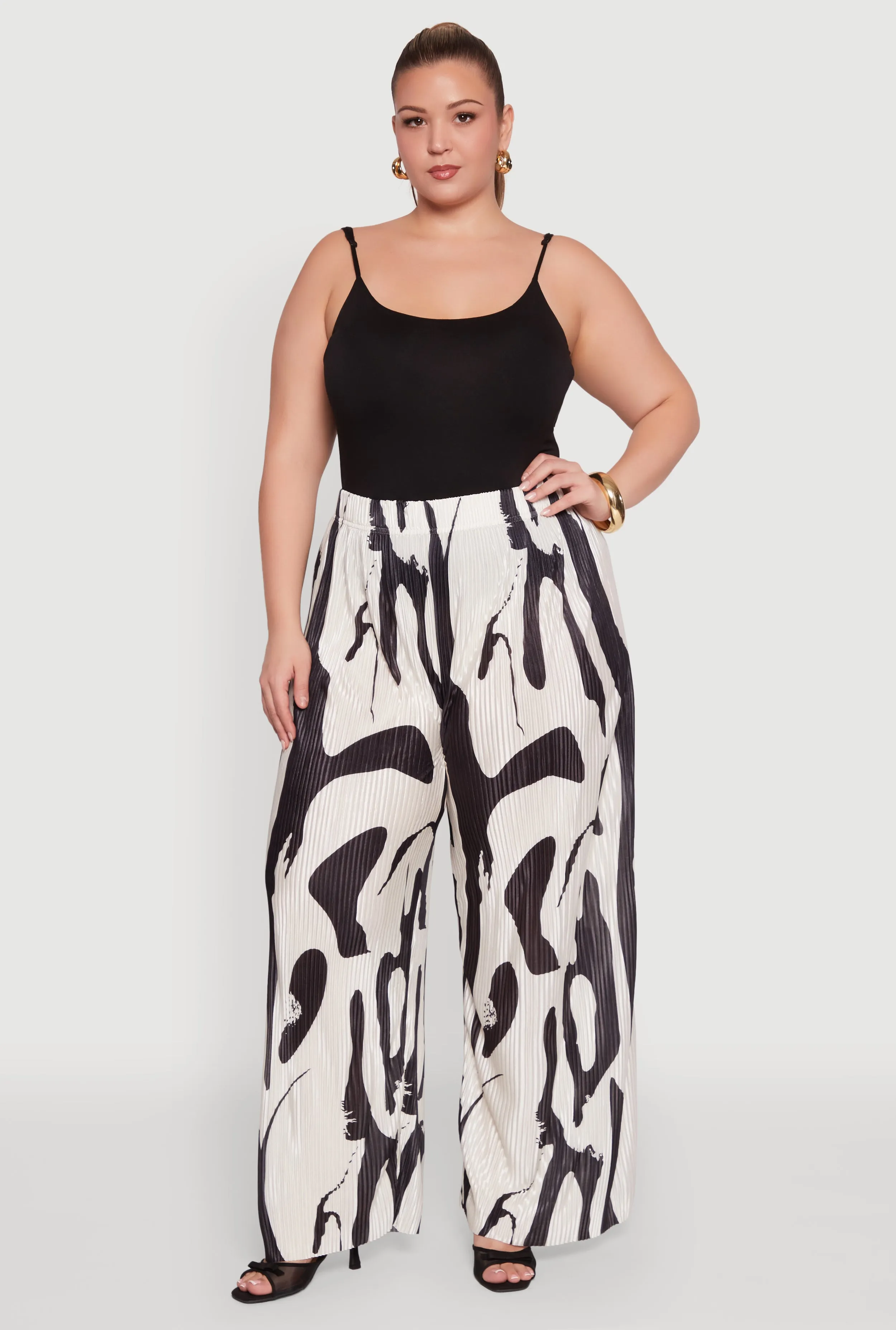 Plus Size Plisse Printed Palazzo Pants sold by Rainbow