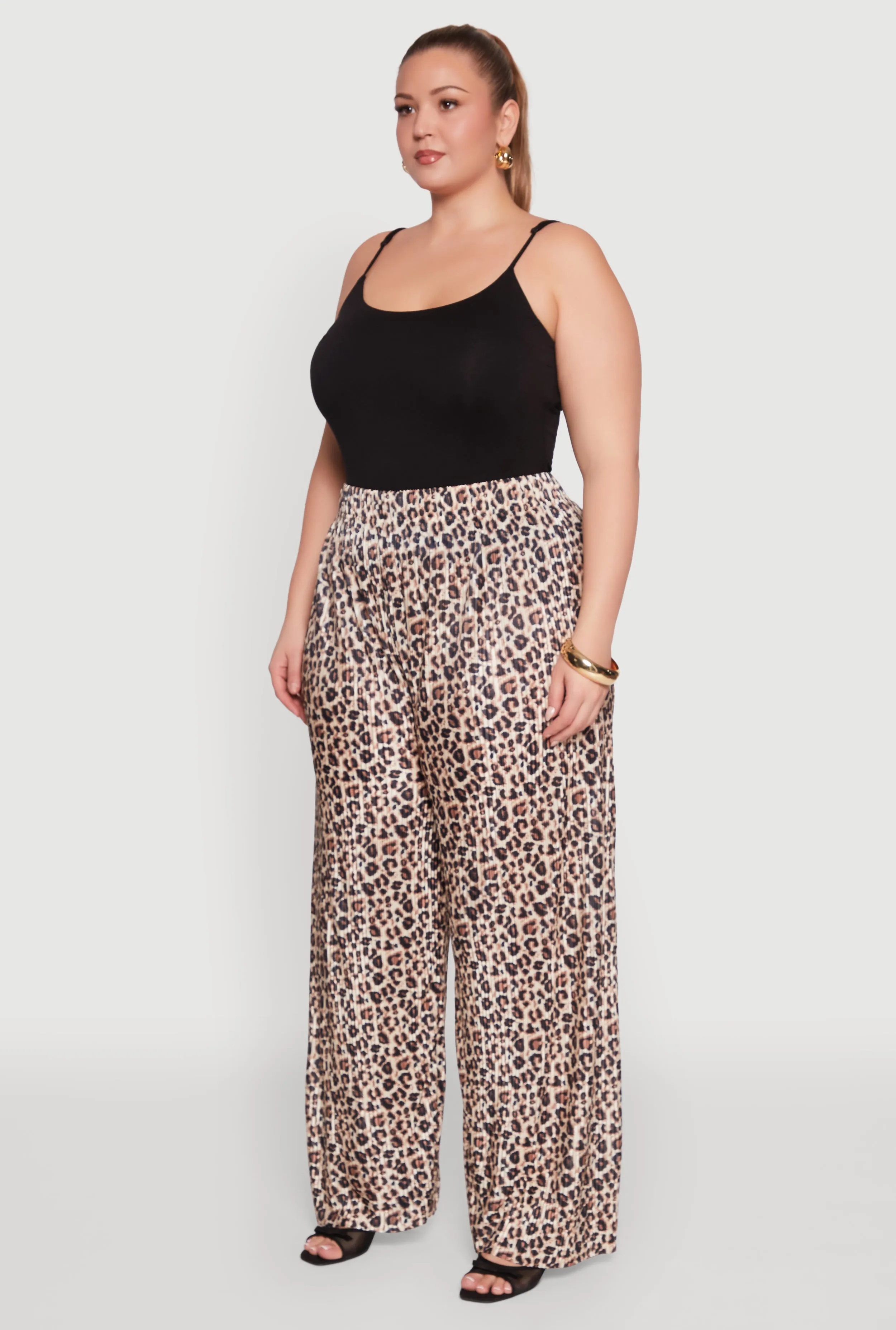 Plus Size Plisse Leopard Print Palazzo Pants sold by Rainbow product image thumbnail 3