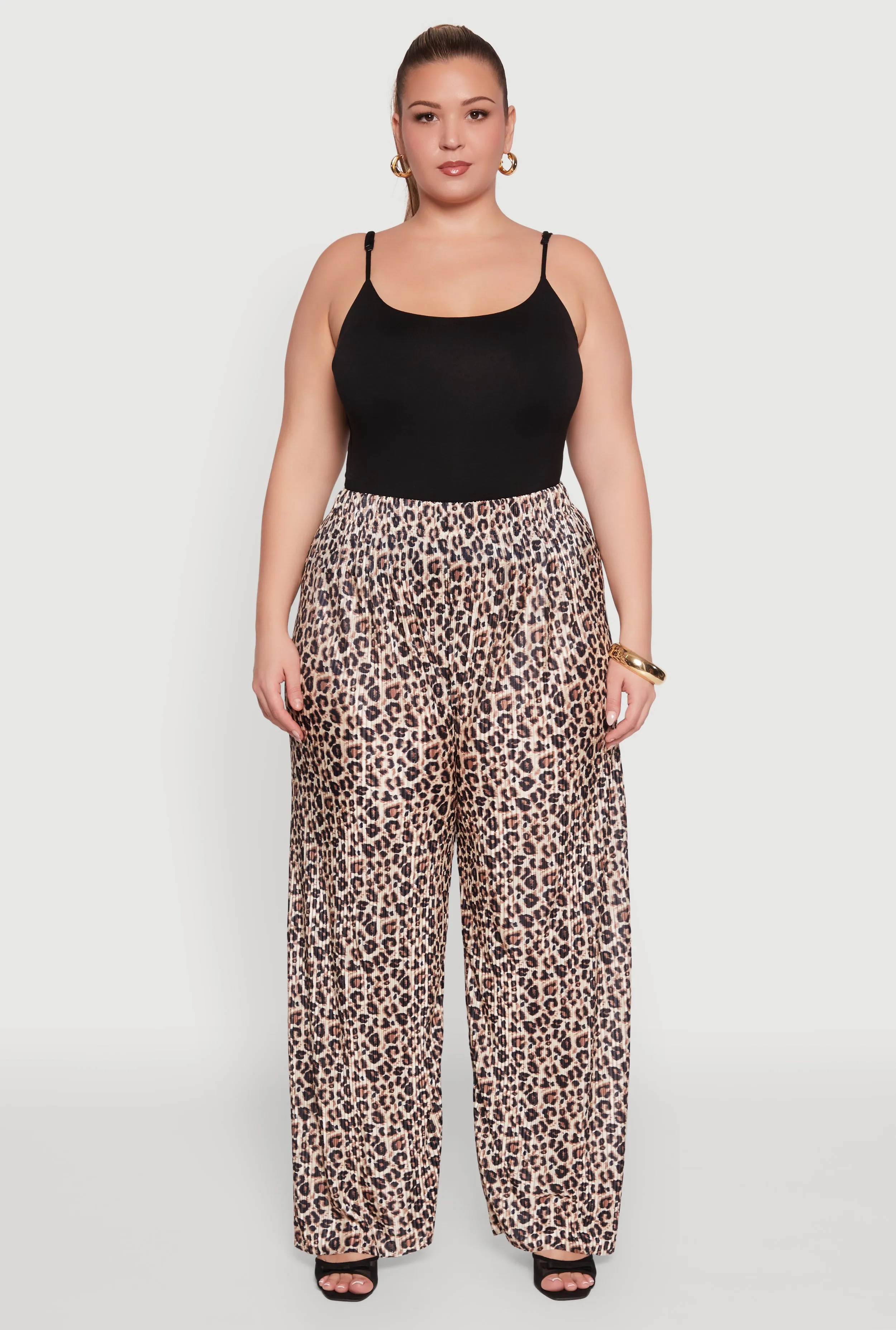 Plus Size Plisse Leopard Print Palazzo Pants sold by Rainbow product image thumbnail 2