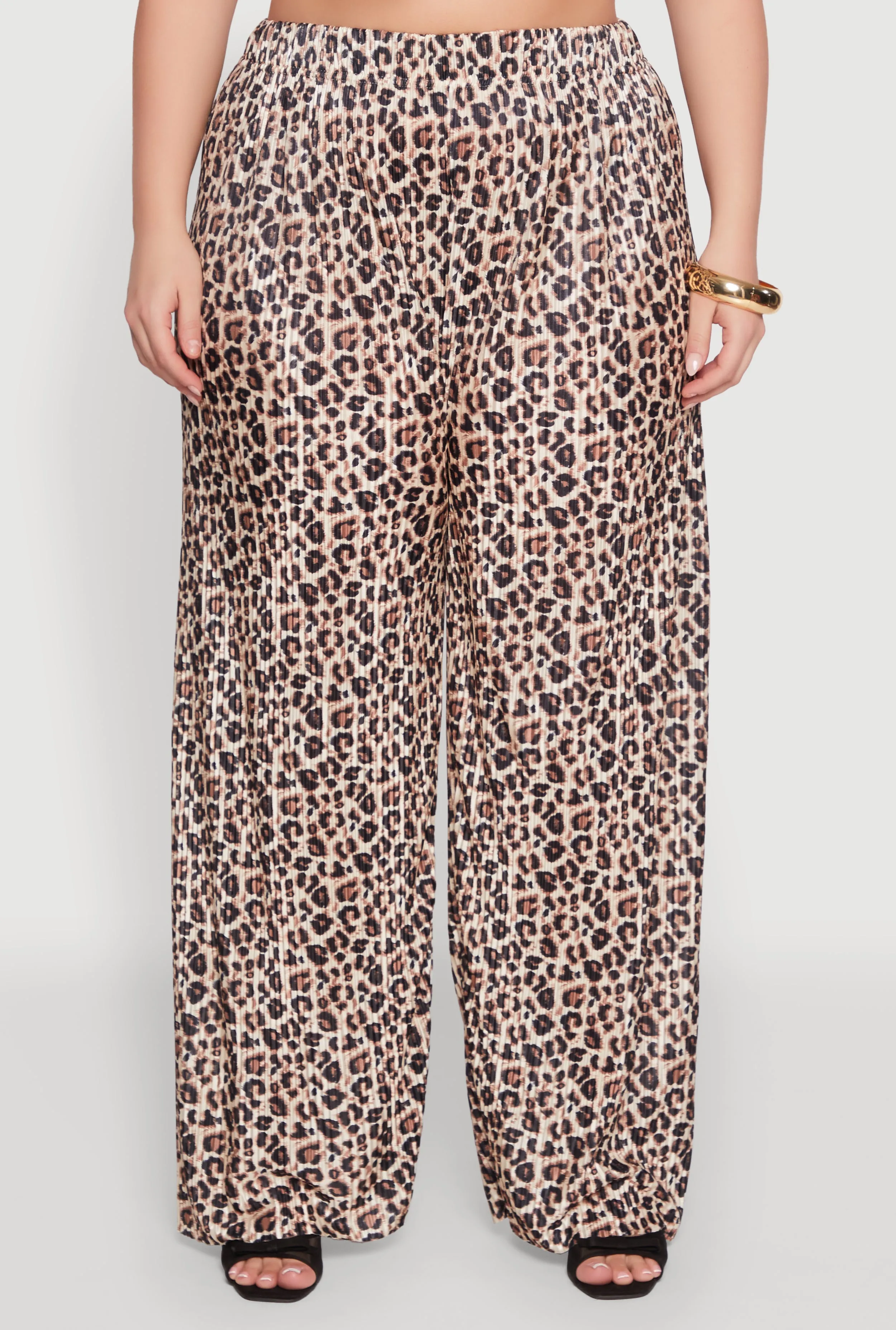 Plus Size Plisse Leopard Print Palazzo Pants sold by Rainbow product image thumbnail 5