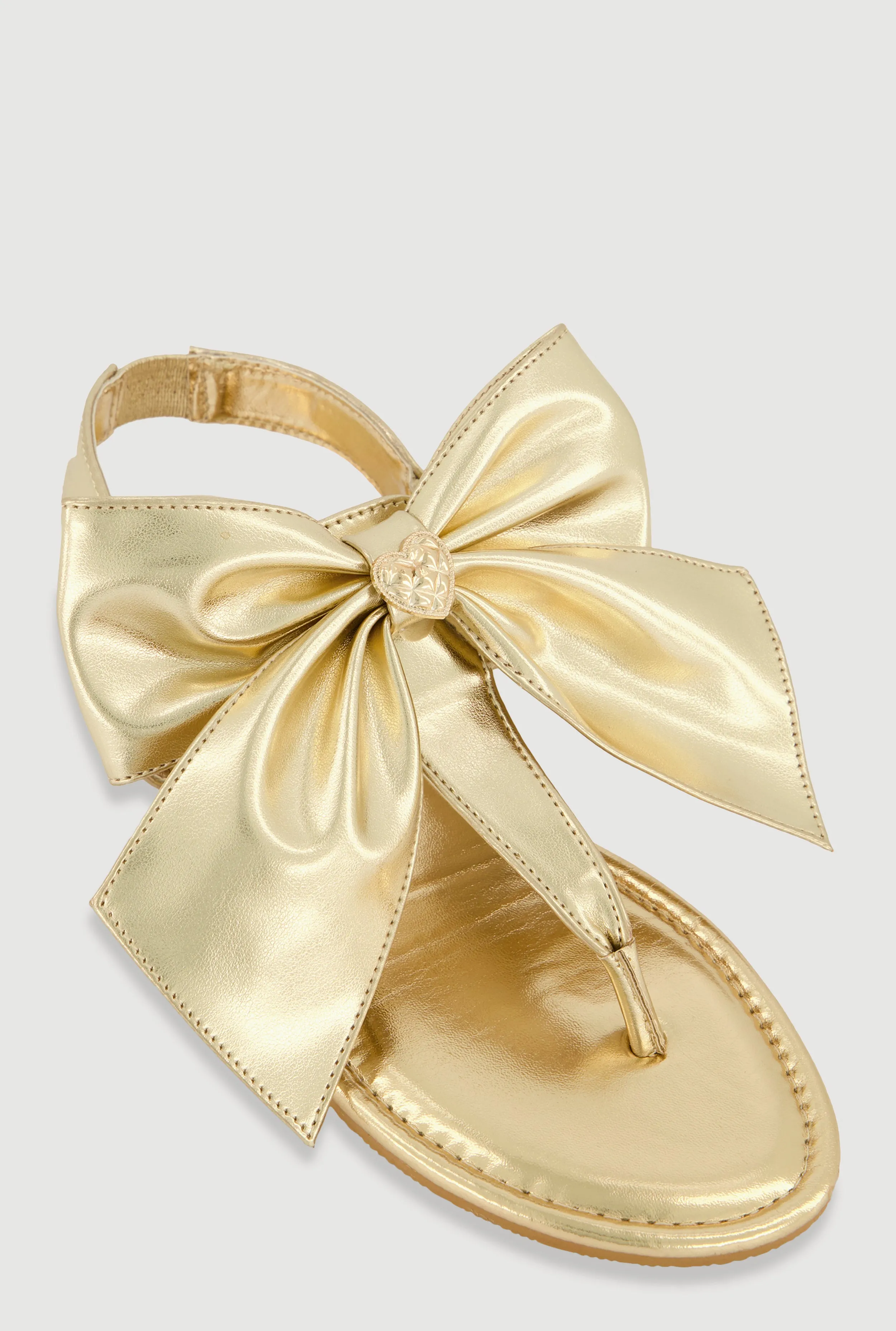 Metallic Heart Bow Corded Thong Sandals sold by Rainbow