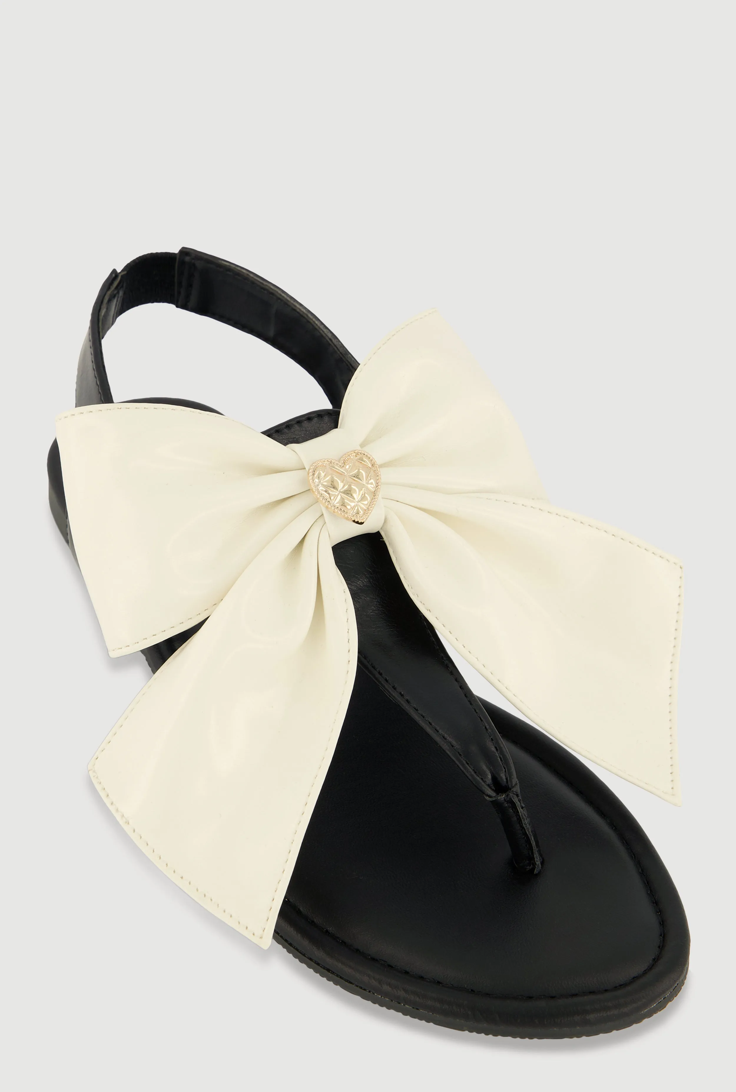 Metallic Heart Bow Corded Thong Sandals sold by Rainbow