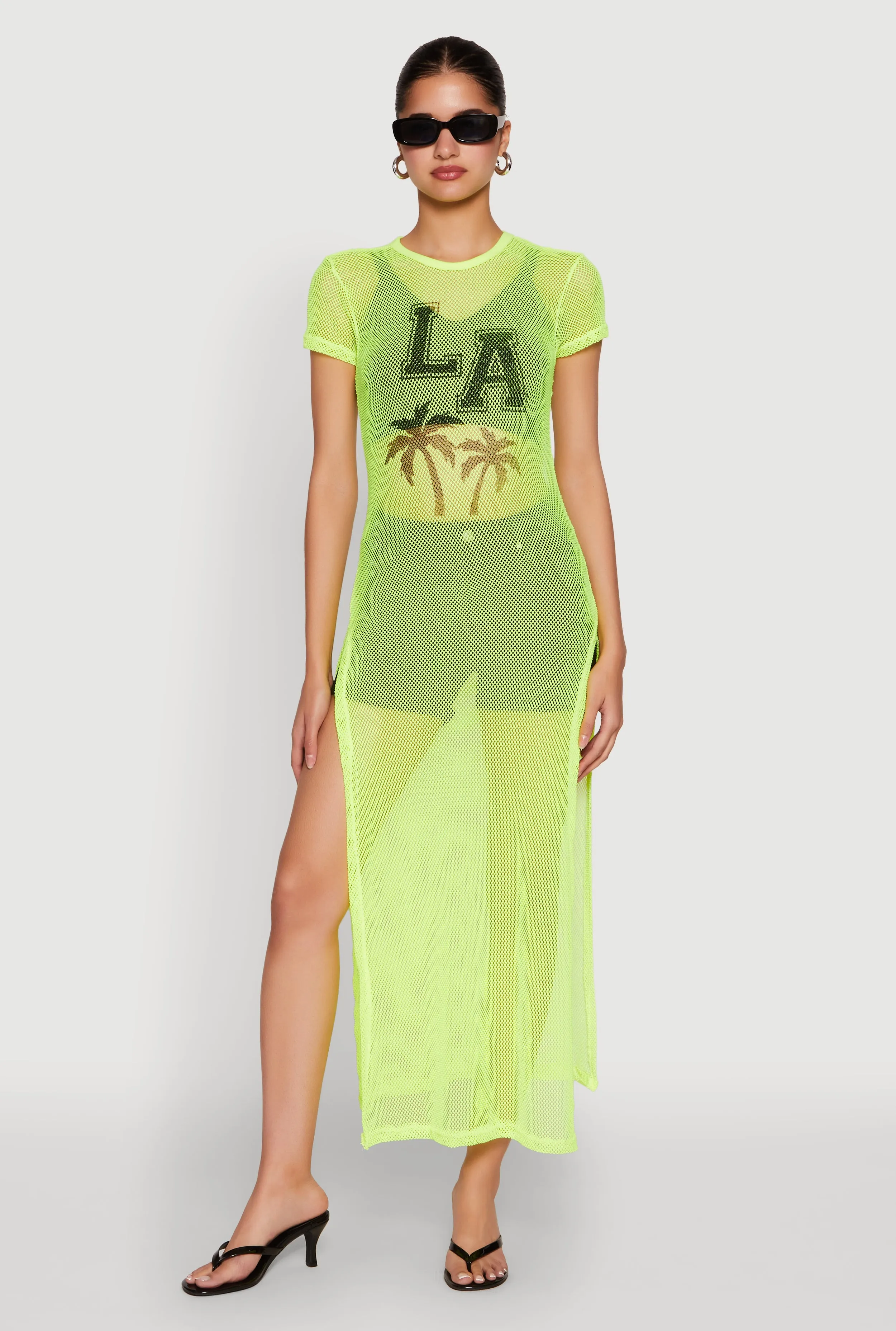 Fishnet LA Graphic Side Slit Maxi Top sold by Rainbow product image thumbnail 2