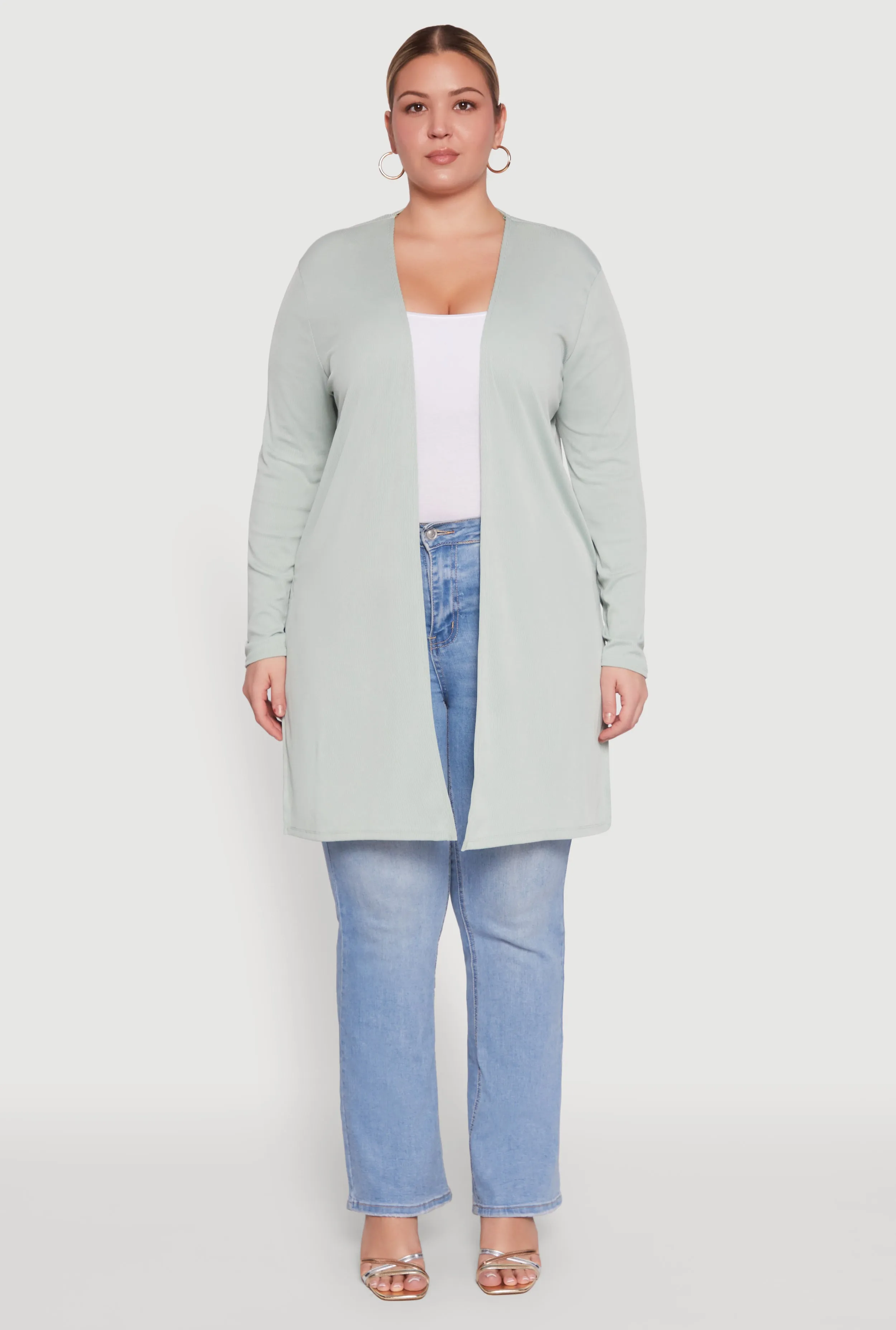 Plus Size Rib Knit Long Sleeve Duster sold by Rainbow product image thumbnail 3