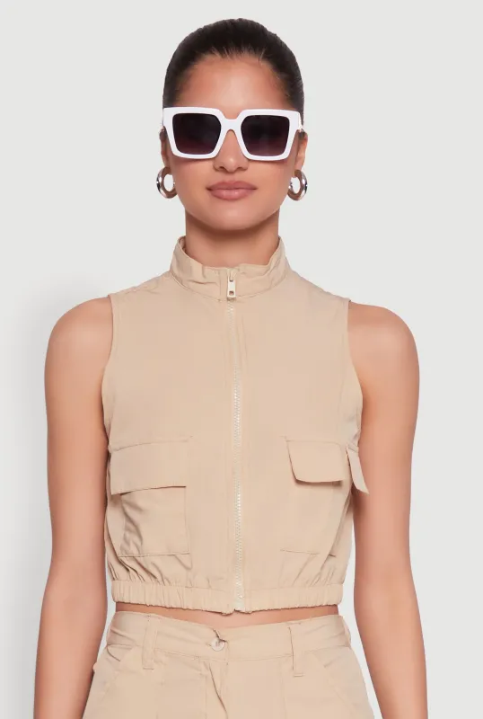 Cargo Pocket Zip Front Windbreaker Vest sold by Rainbow