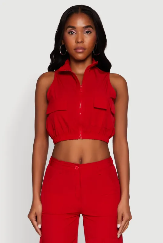 Zip Front Cargo Pocket Windbreaker Vest sold by Rainbow