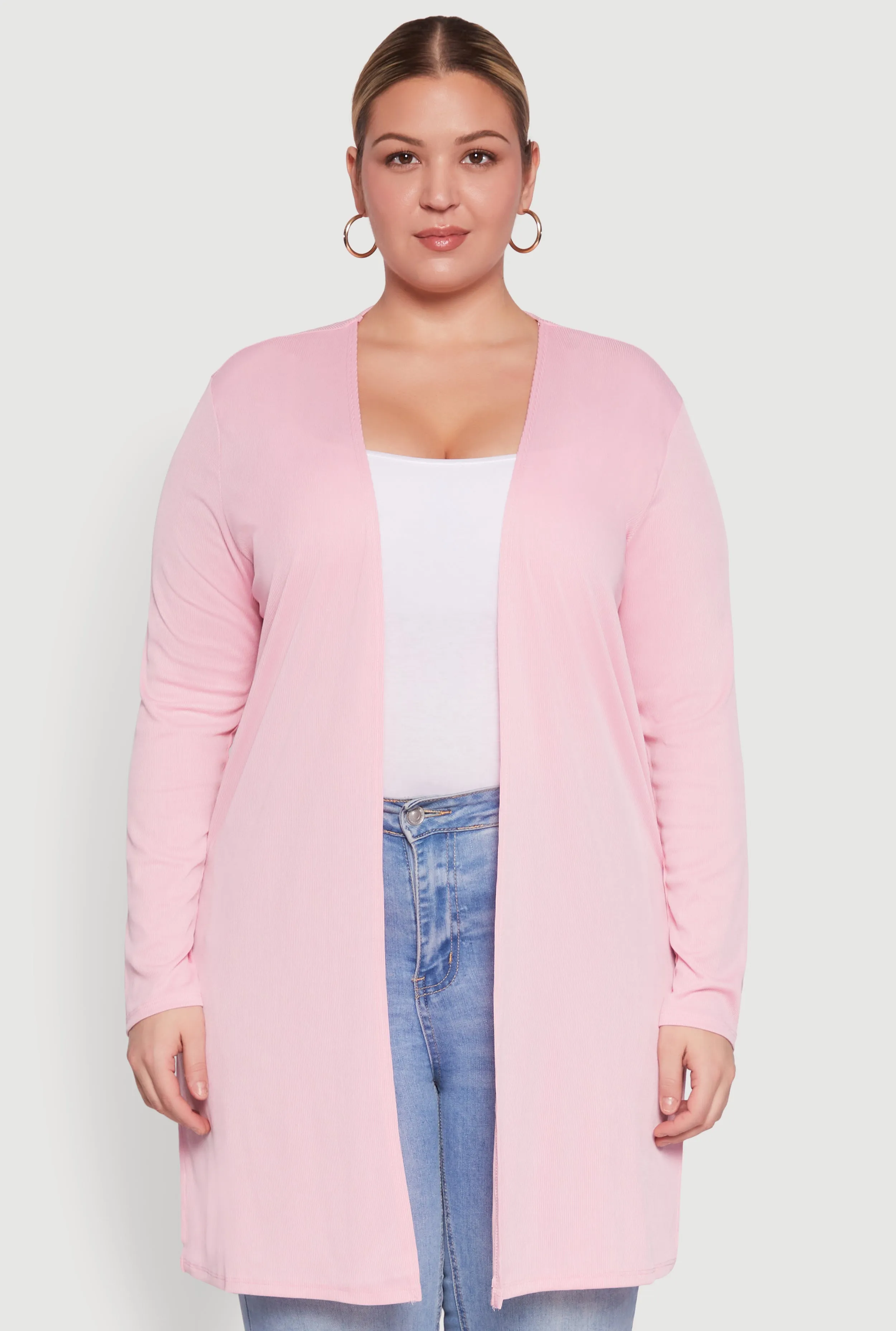 Plus Size Rib Knit Long Sleeve Duster sold by Rainbow product image thumbnail 2