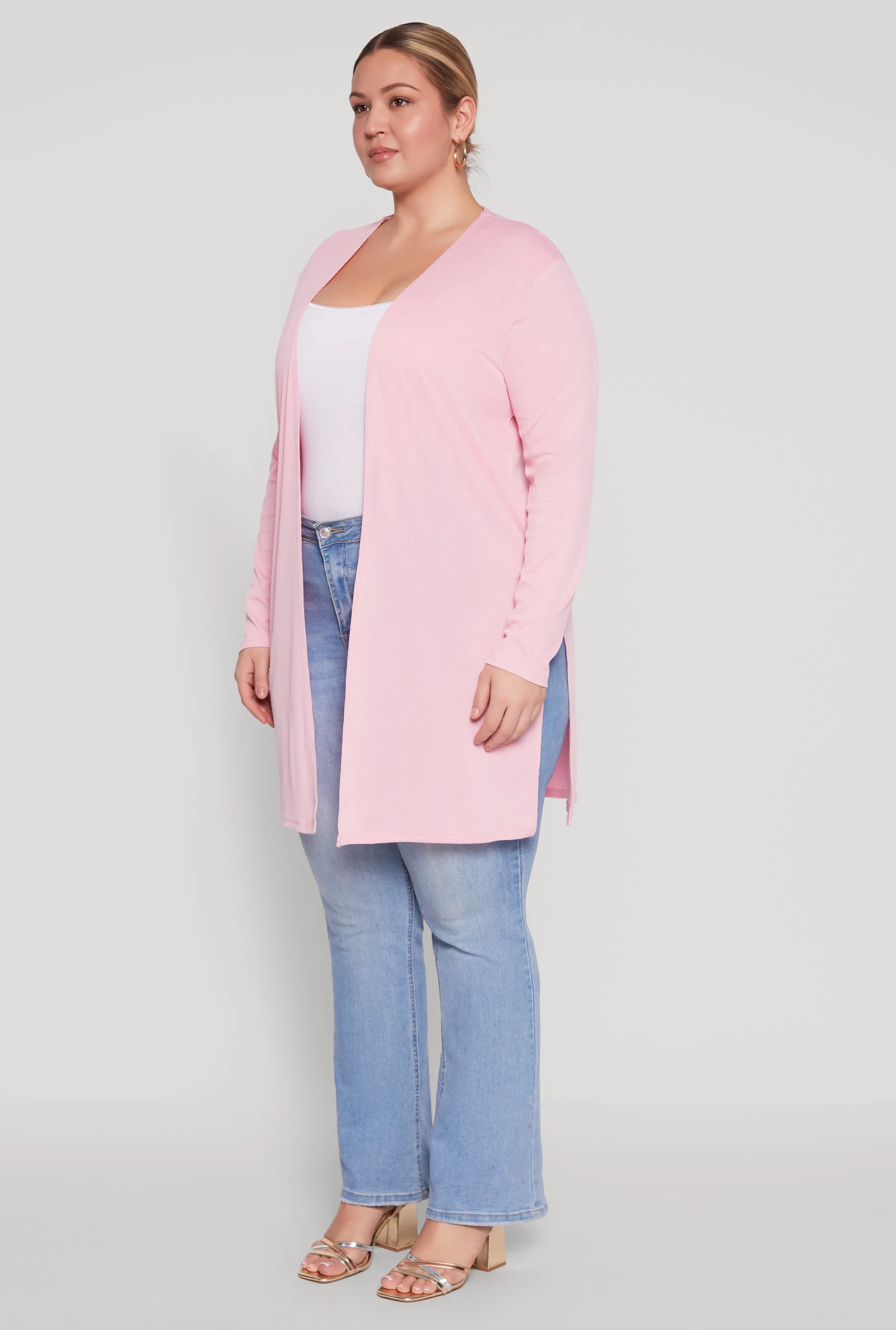 Plus Size Rib Knit Long Sleeve Duster sold by Rainbow product image thumbnail 5