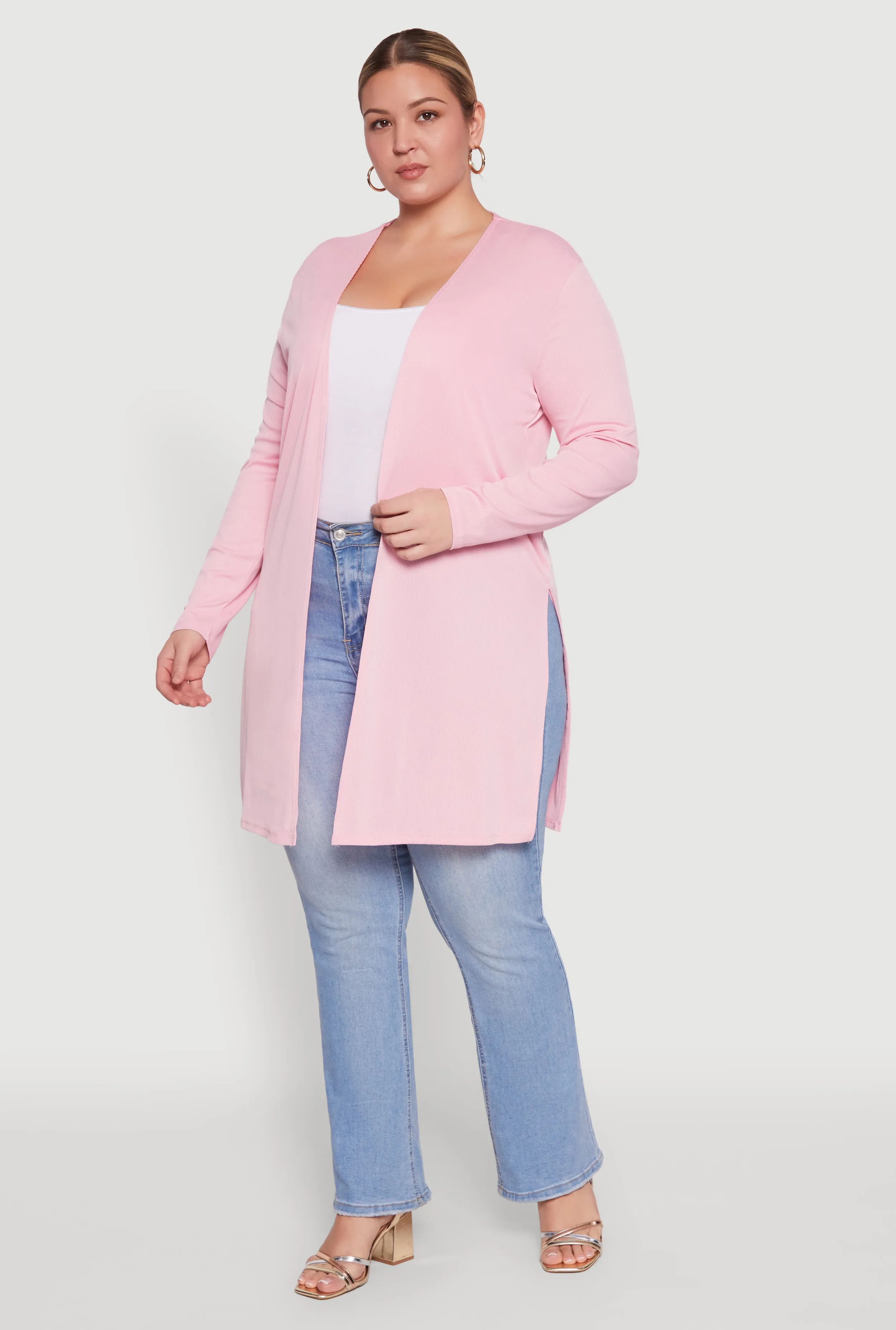 Plus Size Rib Knit Long Sleeve Duster sold by Rainbow product image thumbnail 3