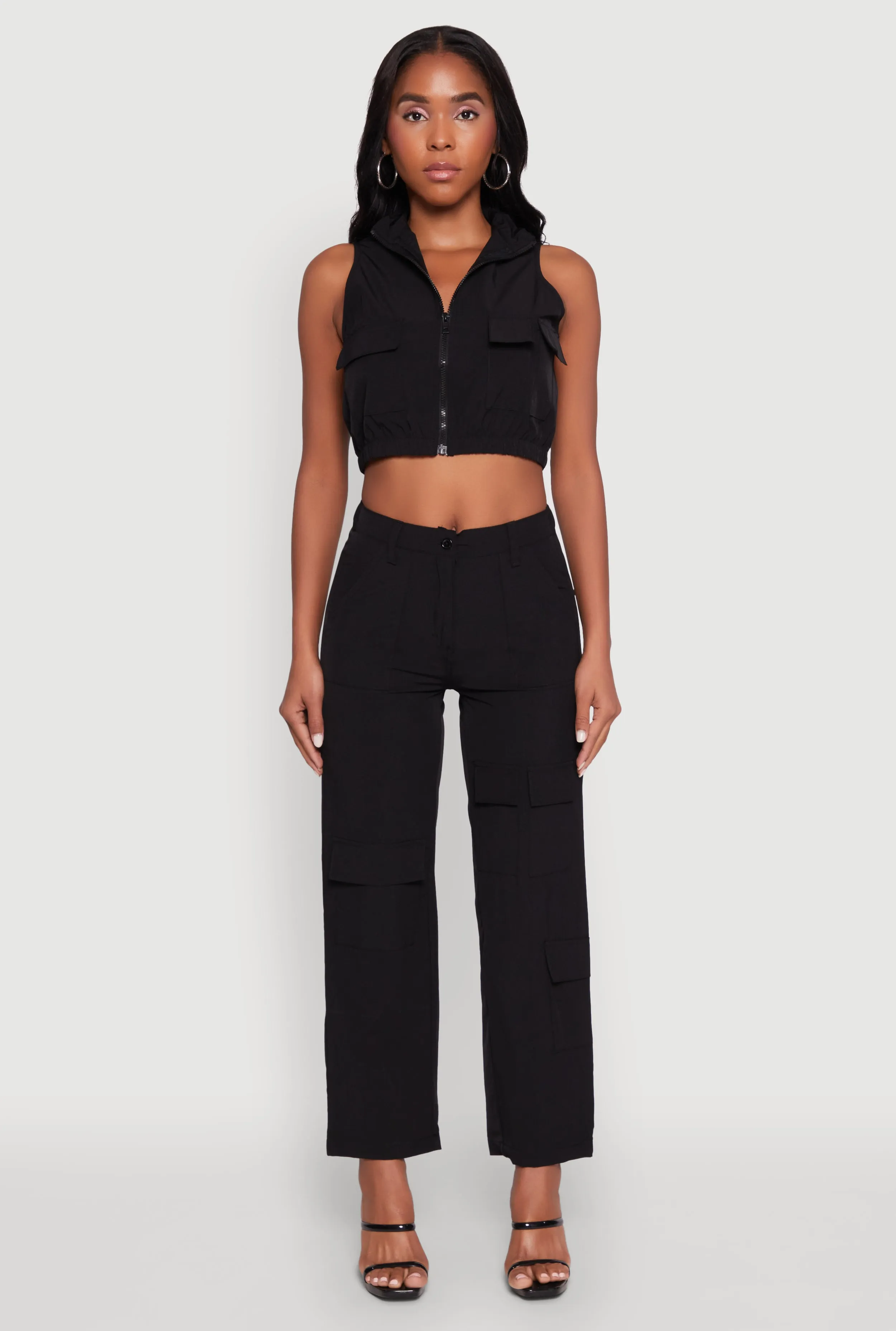 High Waisted Wide Leg Stretch Cargo Pants sold by Rainbow product image thumbnail 2