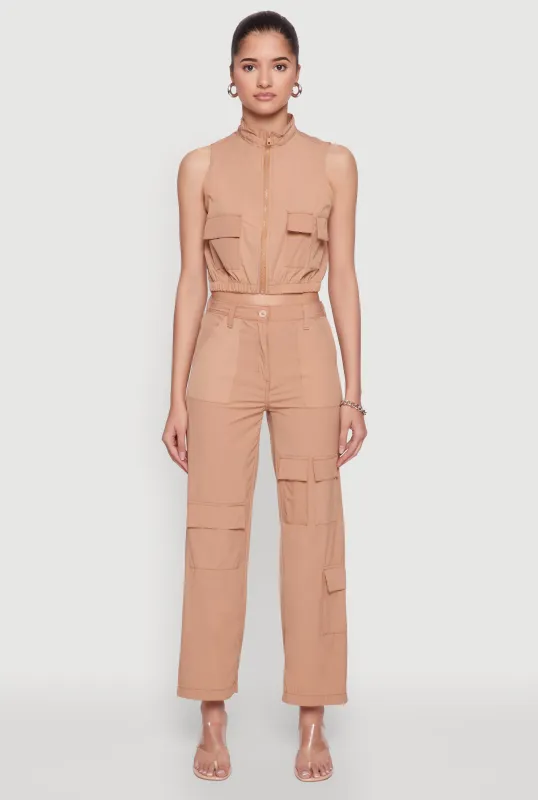 High Waisted Nylon Cargo Pants sold by Rainbow