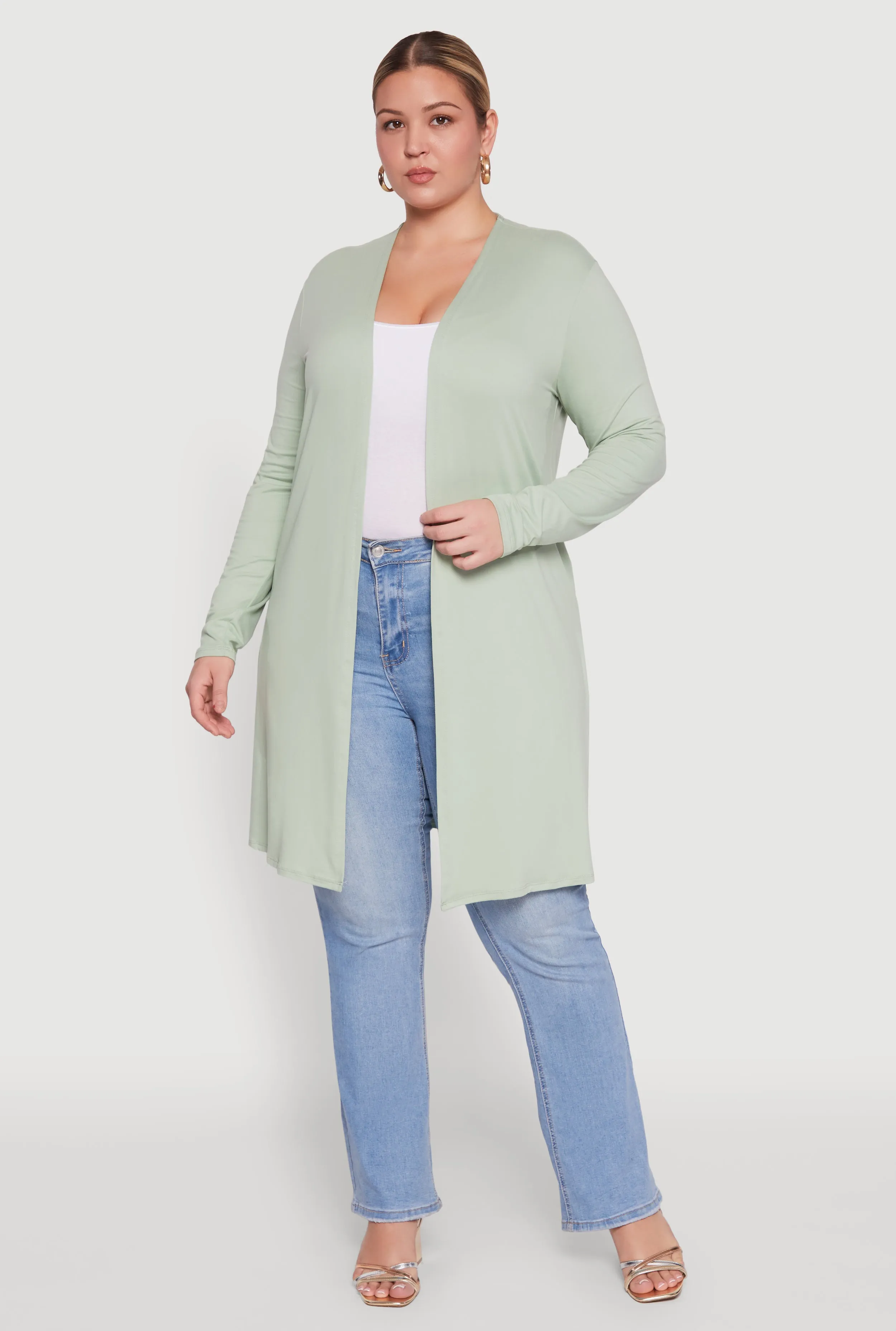 Plus Size Soft Knit Long Sleeve Duster sold by Rainbow