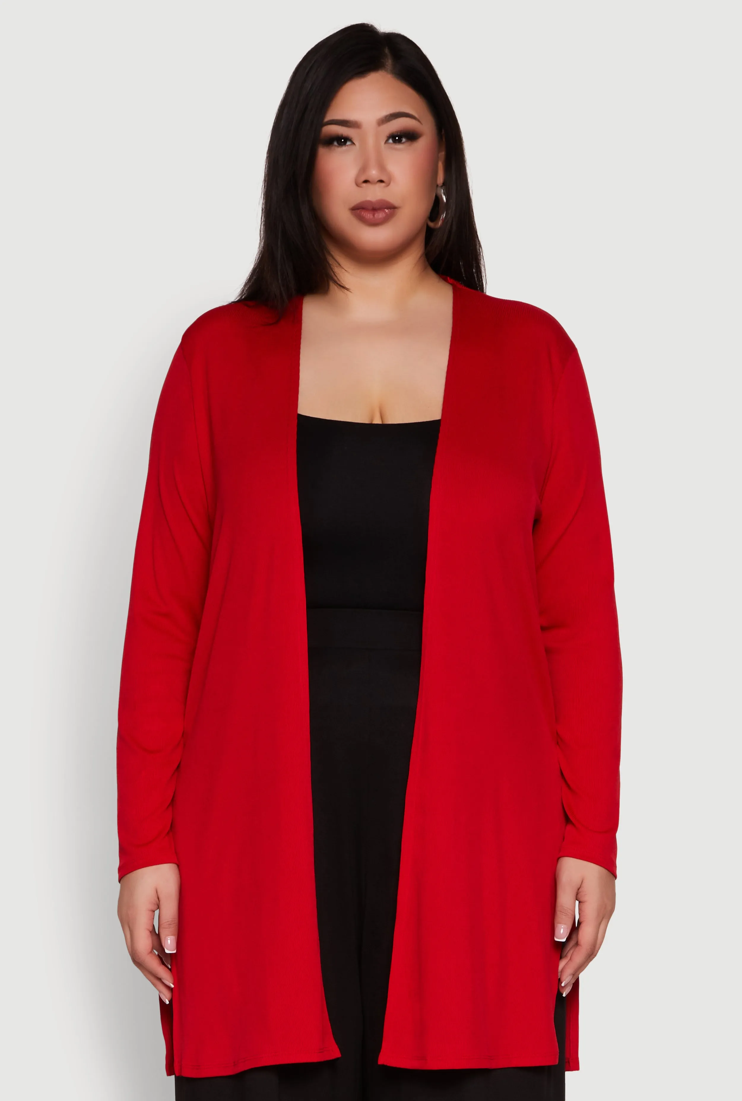 Plus Size Rib Knit Long Sleeve Duster sold by Rainbow product image thumbnail 2