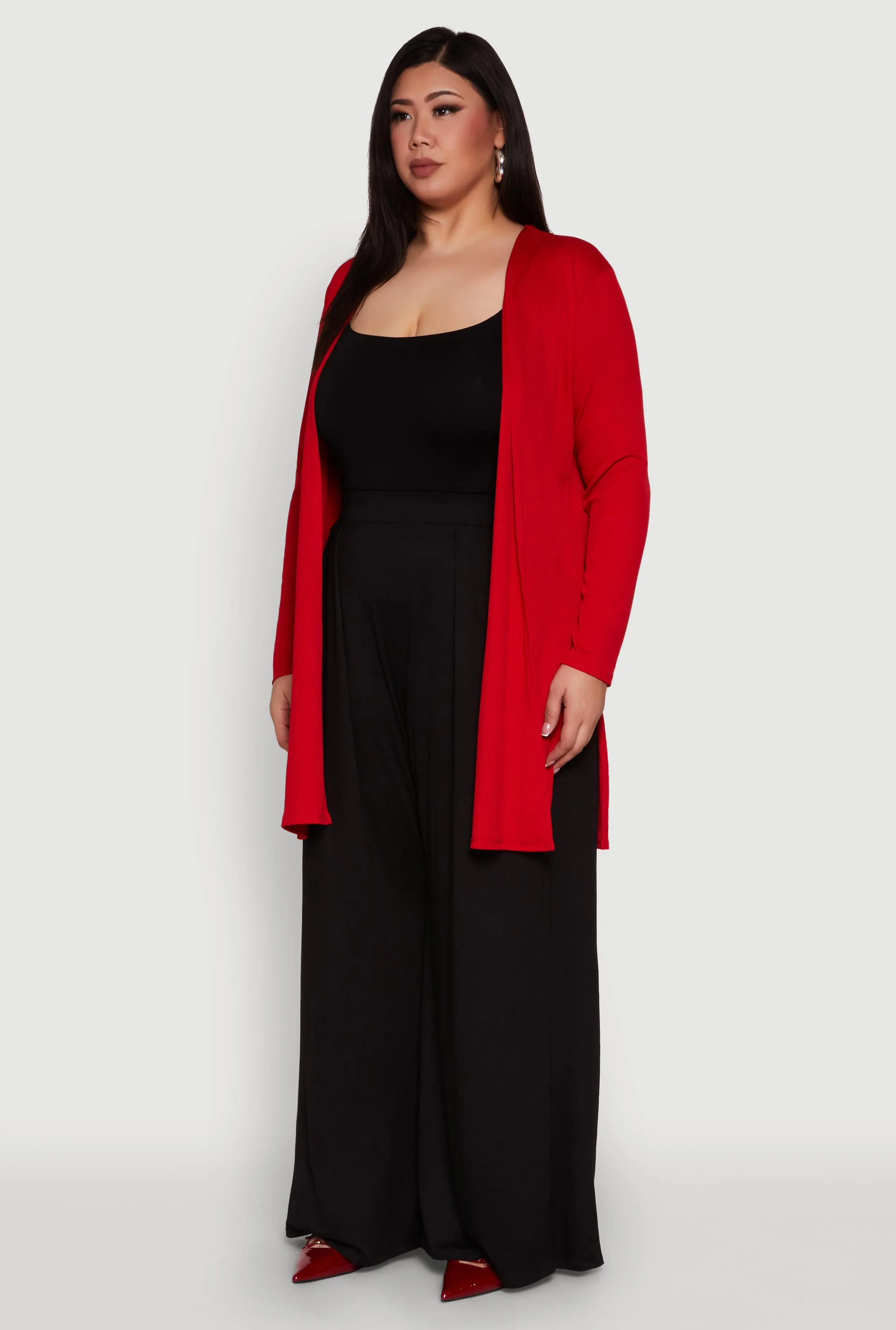 Plus Size Rib Knit Long Sleeve Duster sold by Rainbow product image thumbnail 5