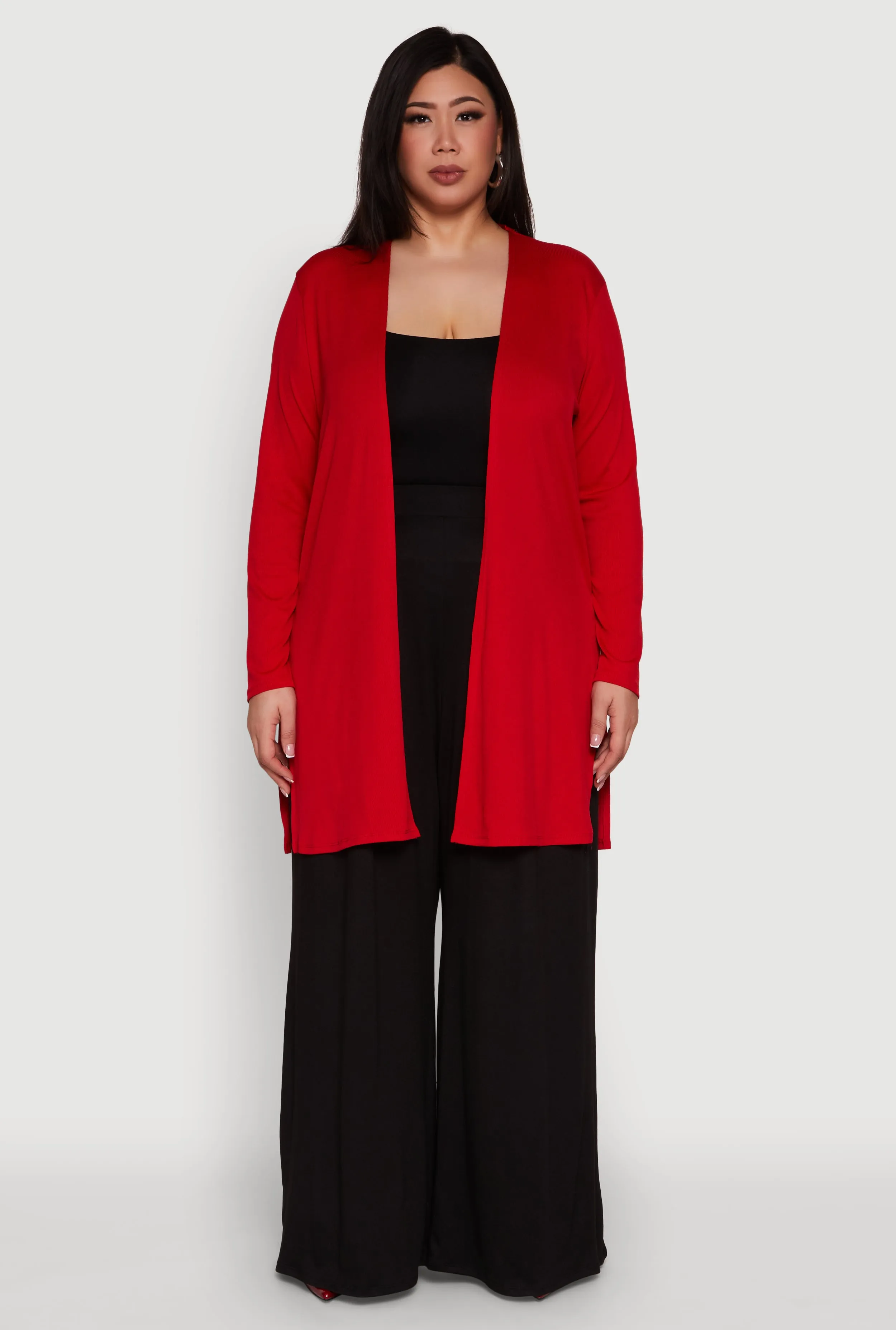 Plus Size Rib Knit Long Sleeve Duster sold by Rainbow product image thumbnail 3