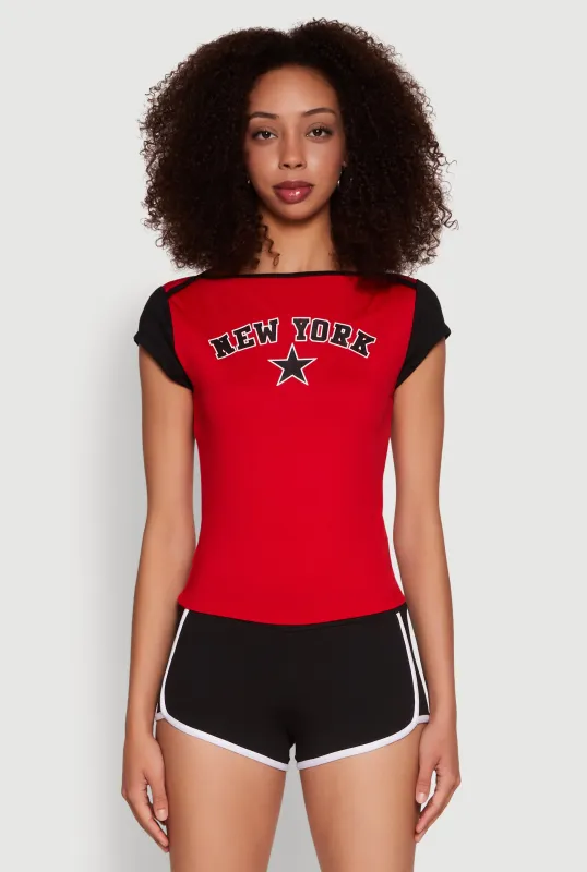 New York Graphic Color Block T Shirt sold by Rainbow