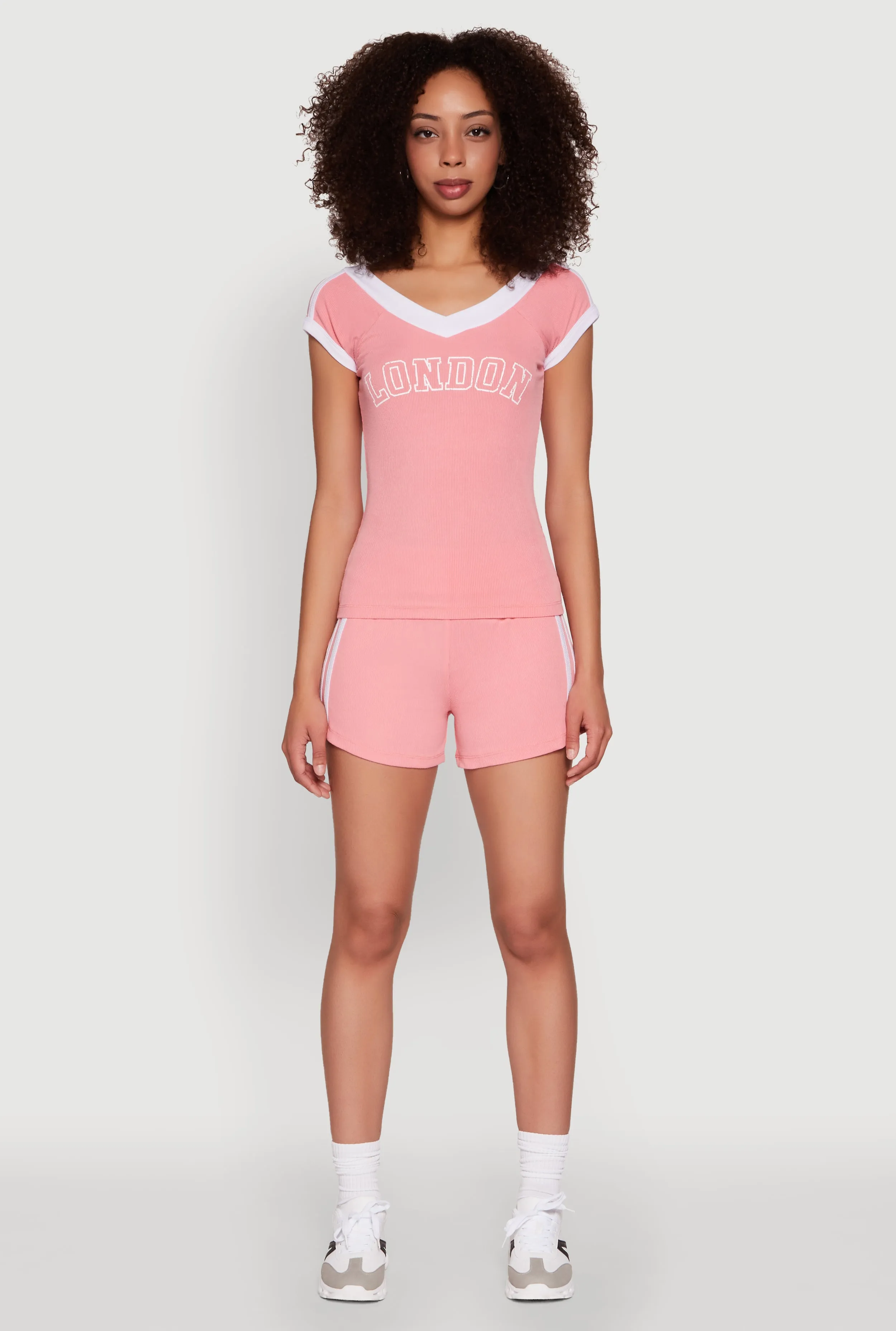 High Waisted Varsity Stripe Bike Shorts sold by Rainbow product image thumbnail 2