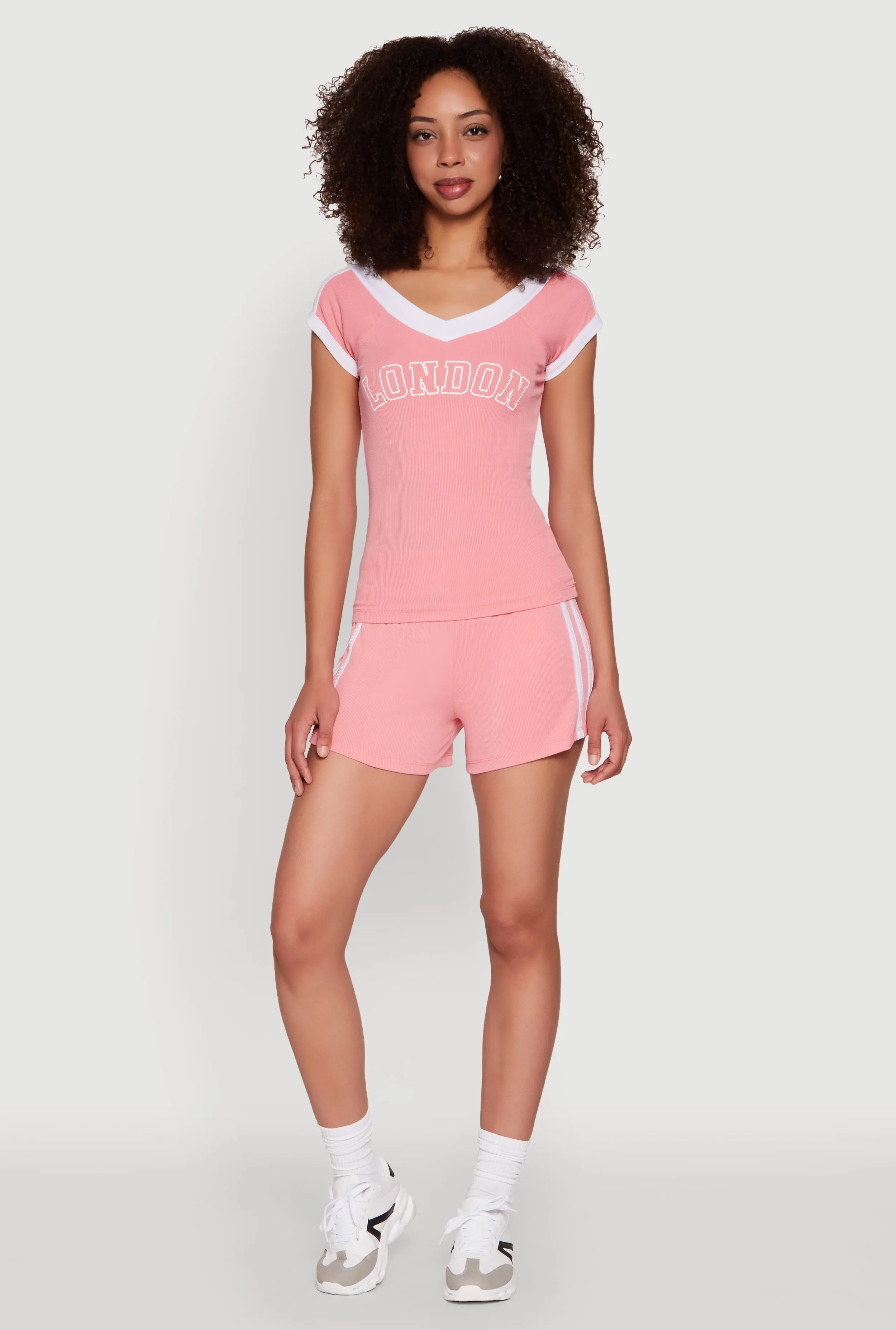 High Waisted Varsity Stripe Bike Shorts sold by Rainbow