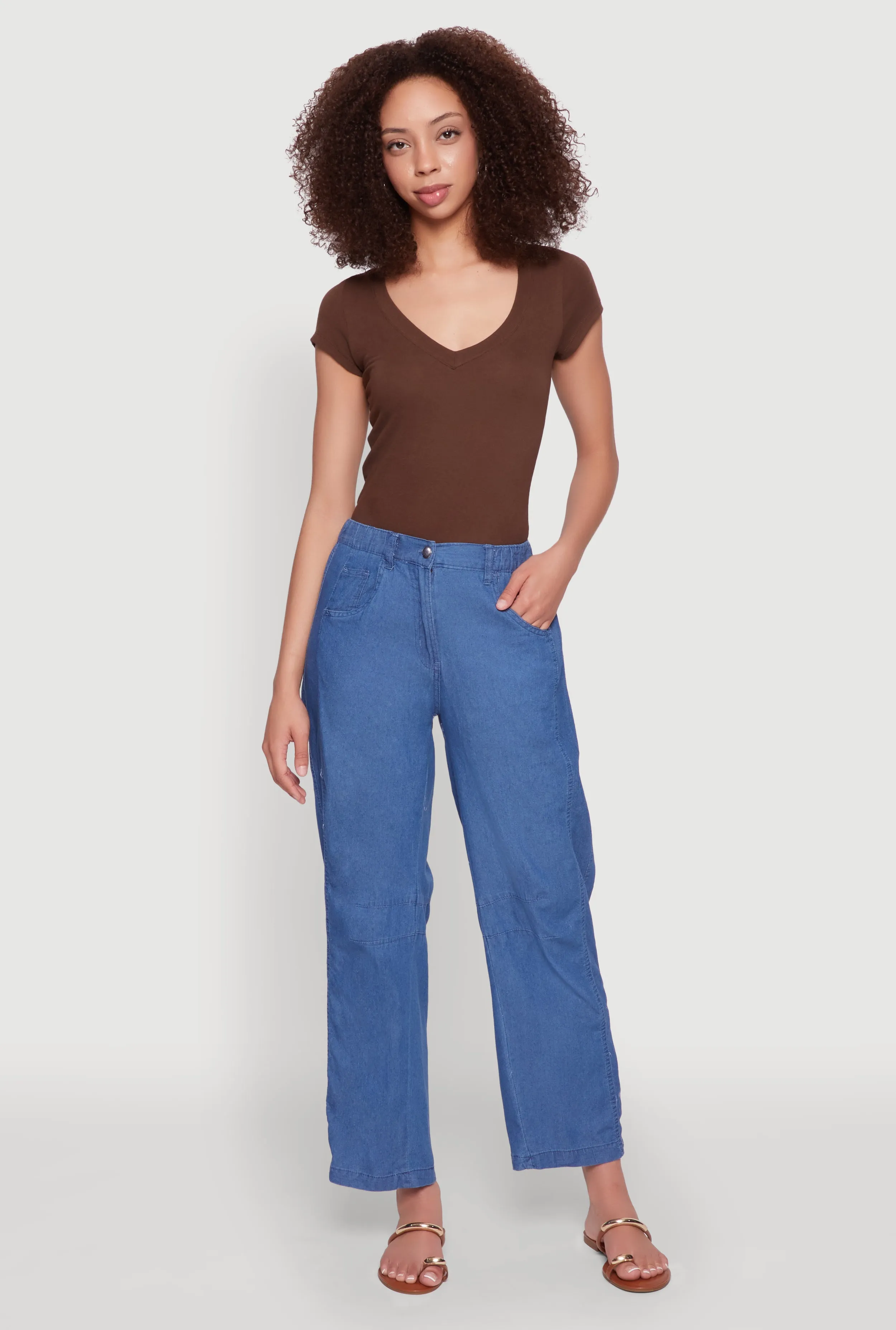 Chambray Straight Leg Casual Pants sold by Rainbow product image thumbnail 2