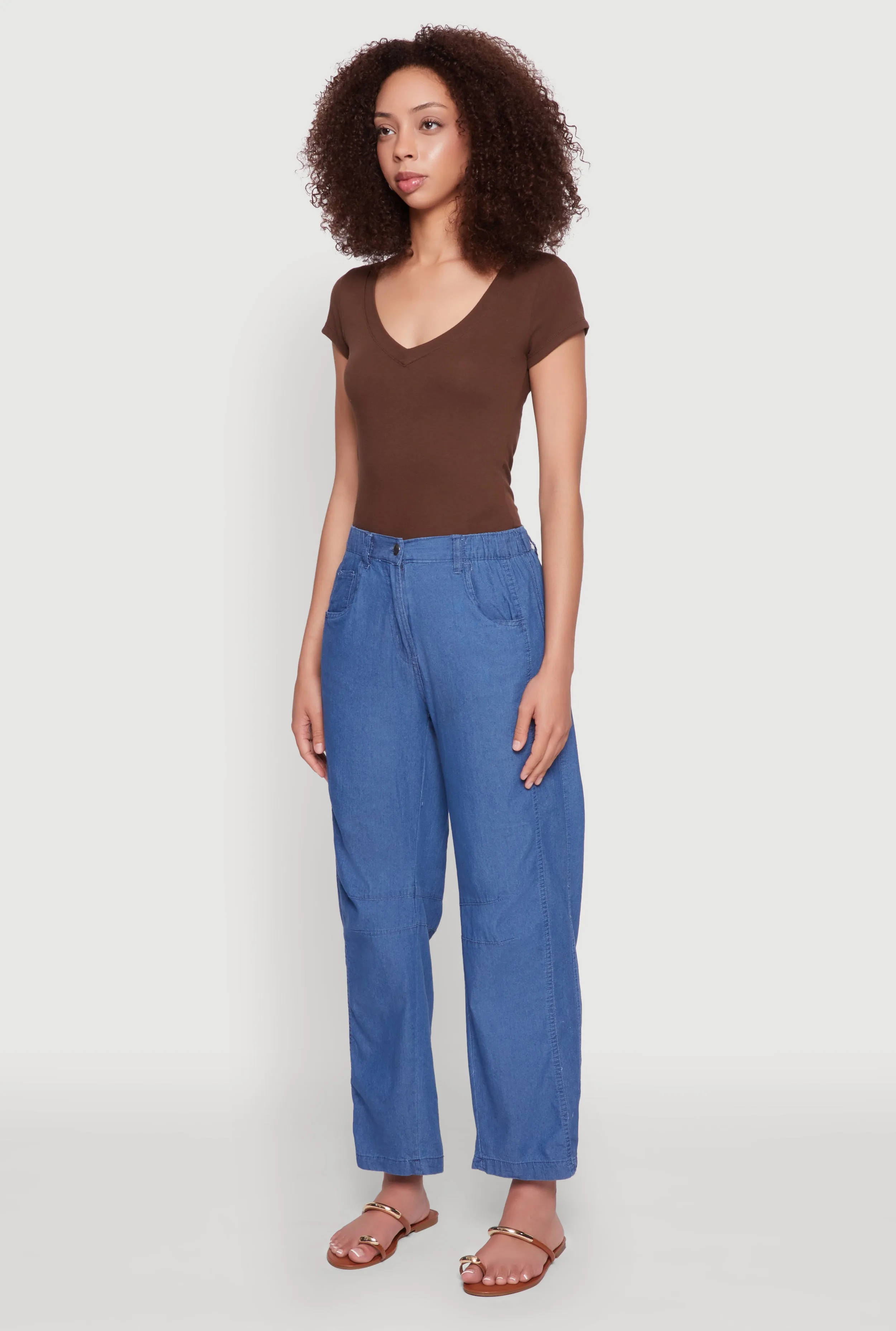 Chambray Straight Leg Casual Pants sold by Rainbow product image thumbnail 3