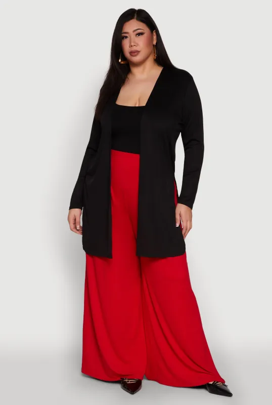 Plus Size Rib Knit Long Sleeve Duster sold by Rainbow
