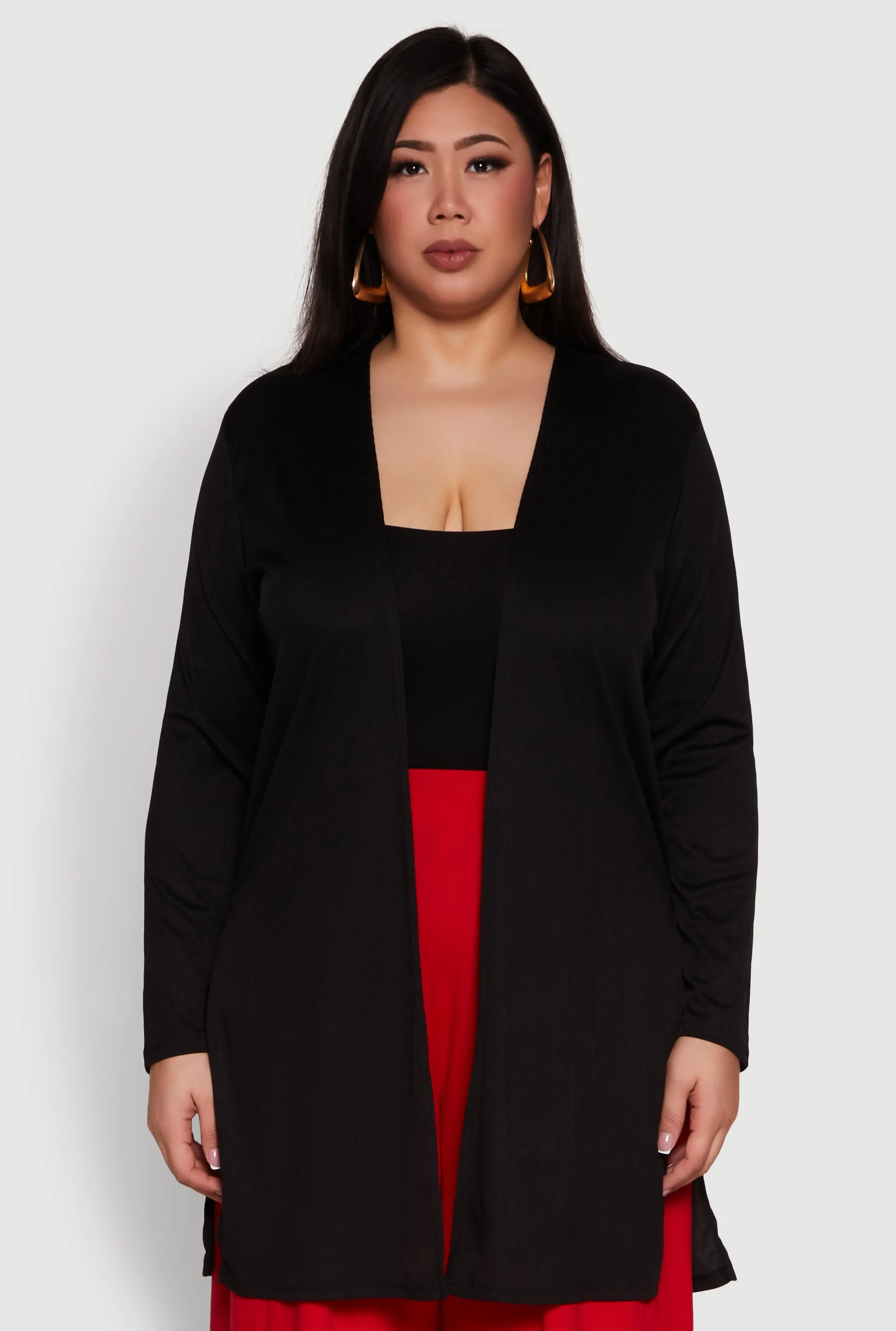 Plus Size Rib Knit Long Sleeve Duster sold by Rainbow product image thumbnail 2