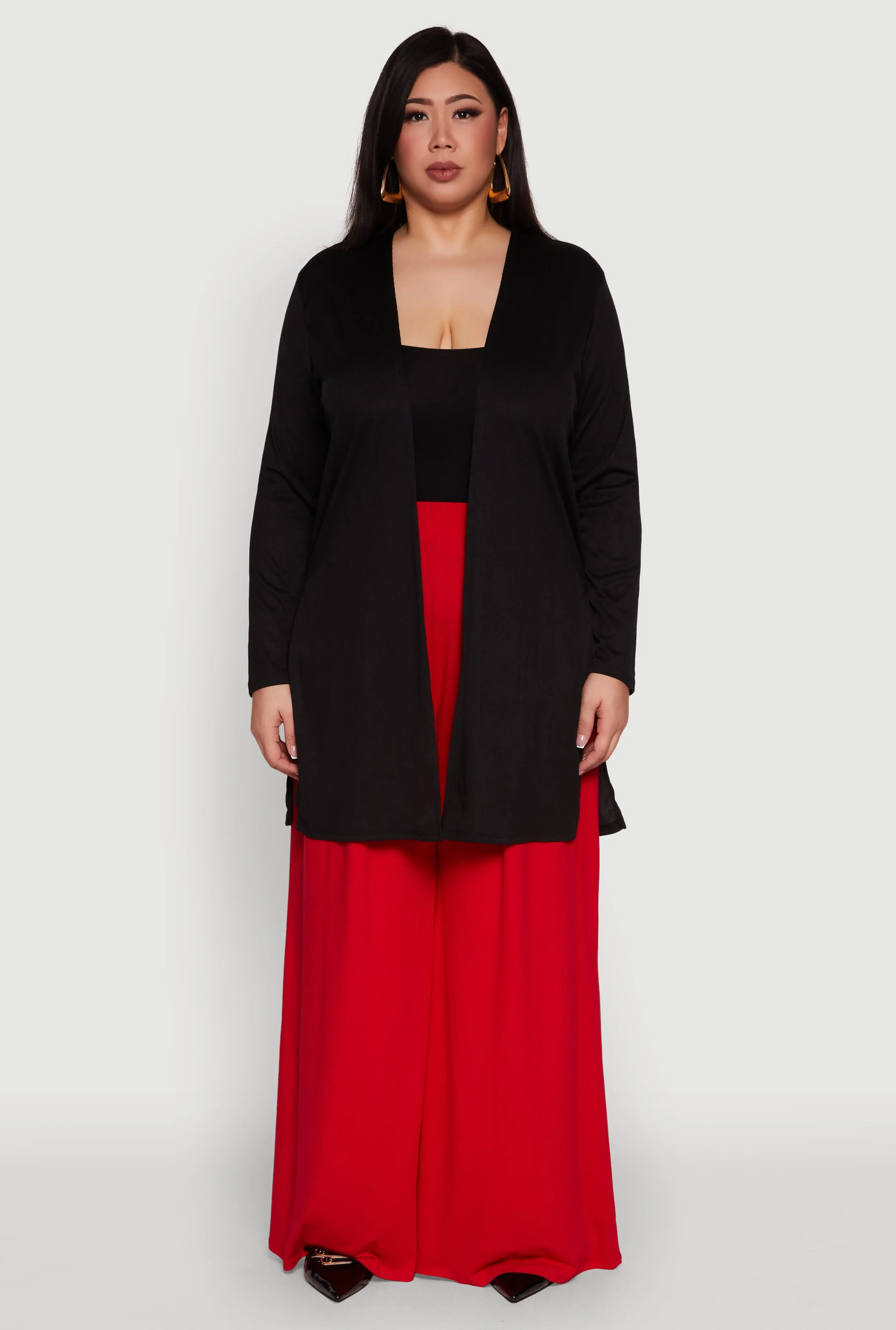 Plus Size Rib Knit Long Sleeve Duster sold by Rainbow product image thumbnail 3