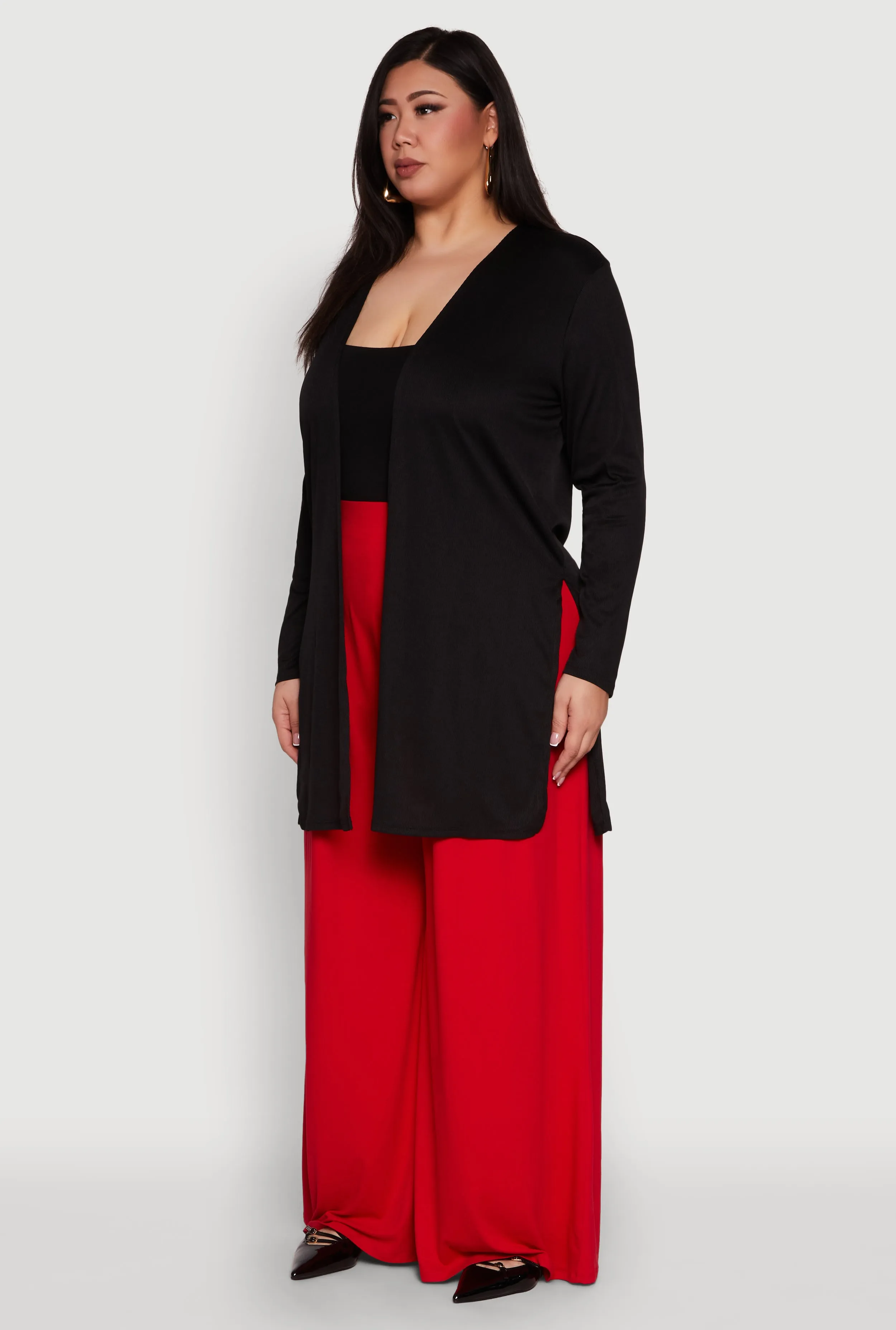 Plus Size Rib Knit Long Sleeve Duster sold by Rainbow product image thumbnail 5