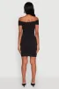 Rib Knit Faux Button Off Shoulder Bodycon Dress sold by Rainbow