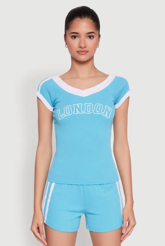 Contrast Trim London Graphic Top sold by Rainbow