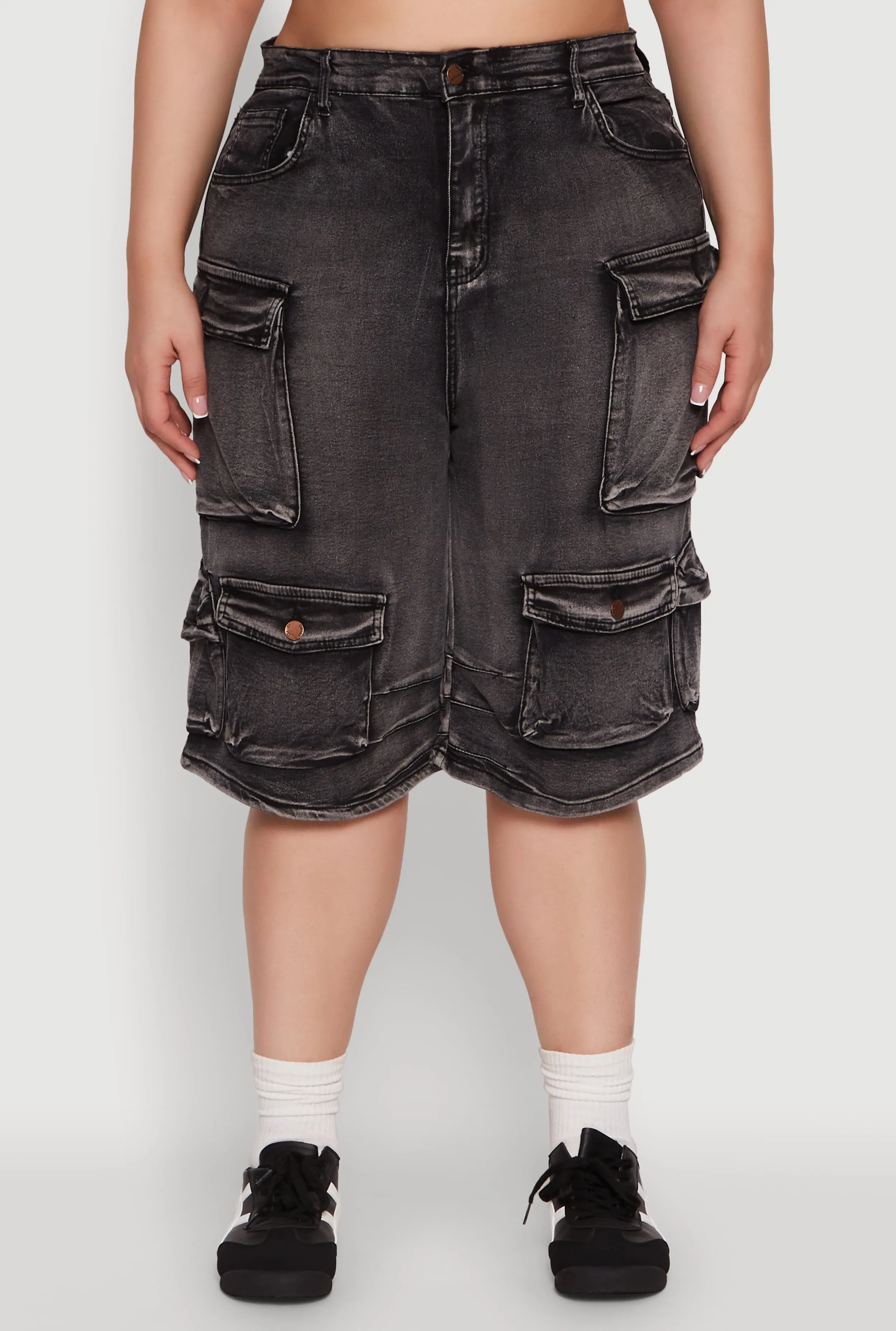 Plus Size Daisy Denim Cargo Pocket Bermuda Shorts sold by Rainbow product image thumbnail 5