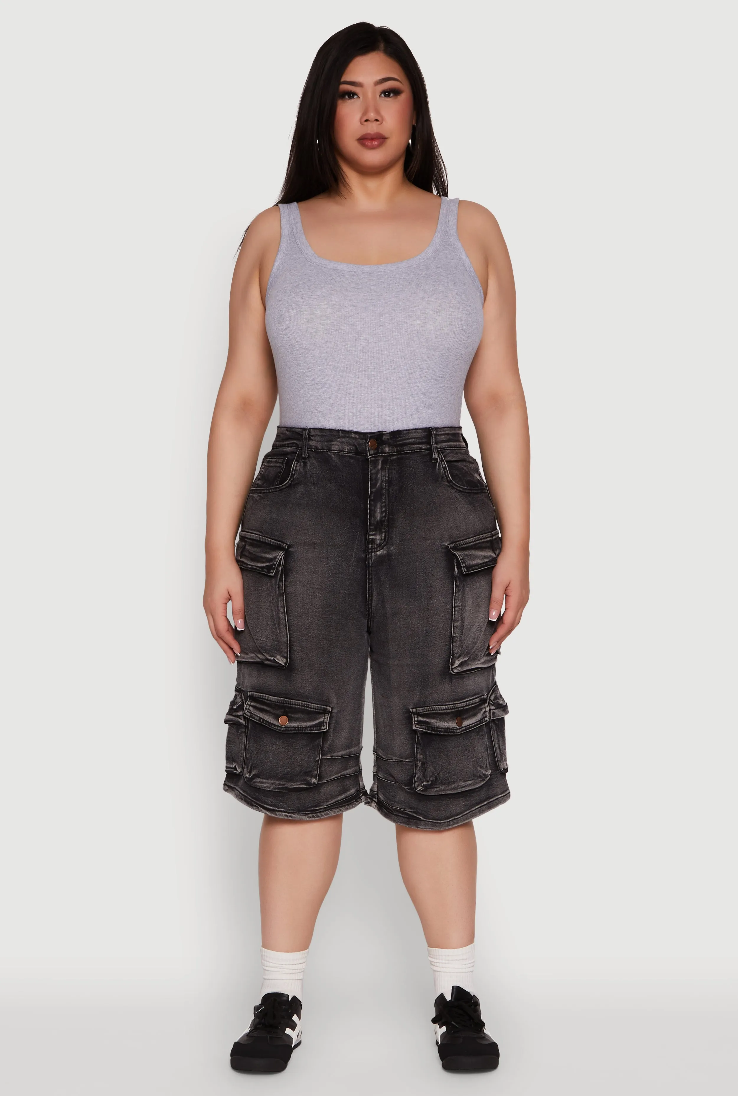 Plus Size Daisy Denim Cargo Pocket Bermuda Shorts sold by Rainbow product image thumbnail 2