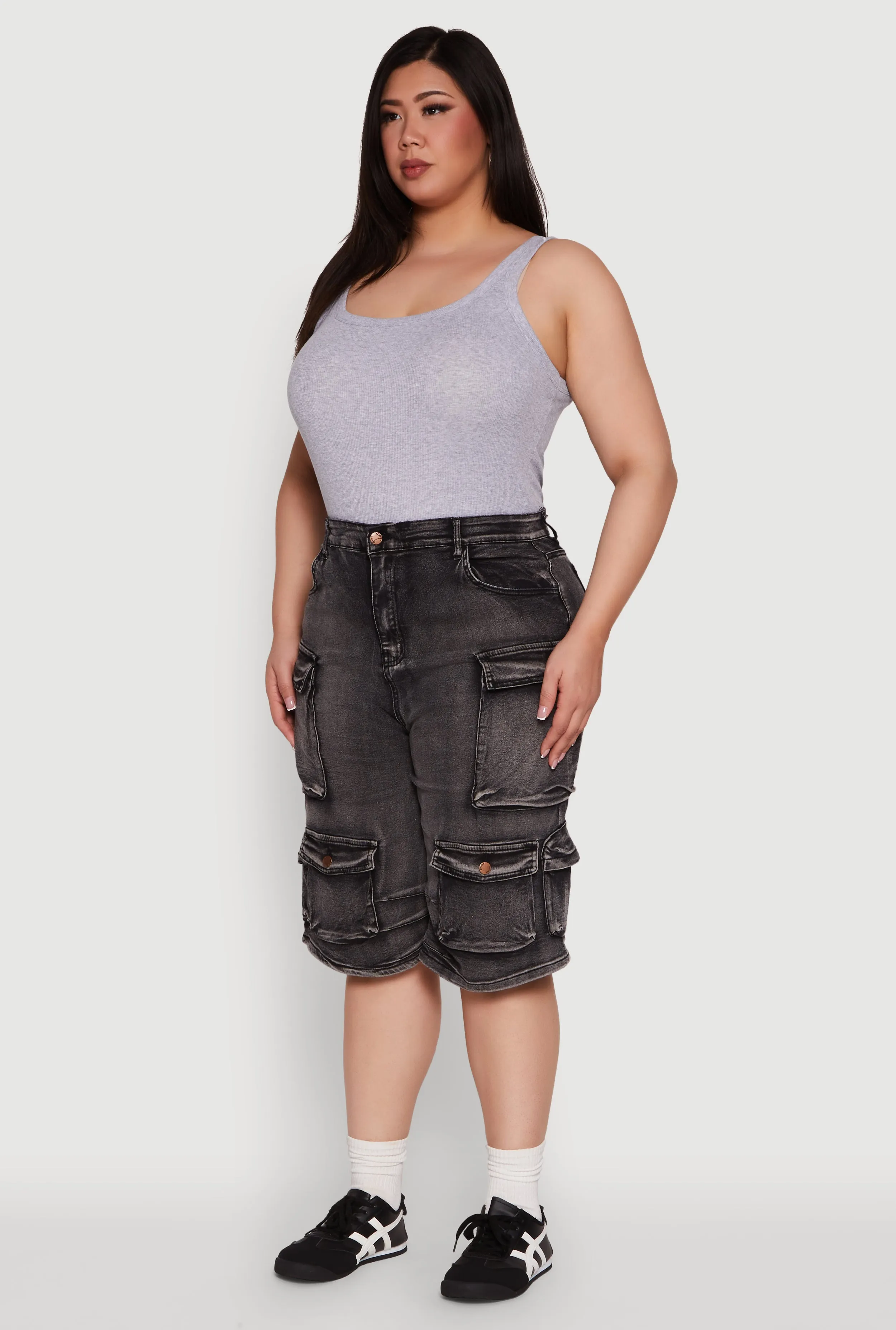 Plus Size Daisy Denim Cargo Pocket Bermuda Shorts sold by Rainbow product image thumbnail 3