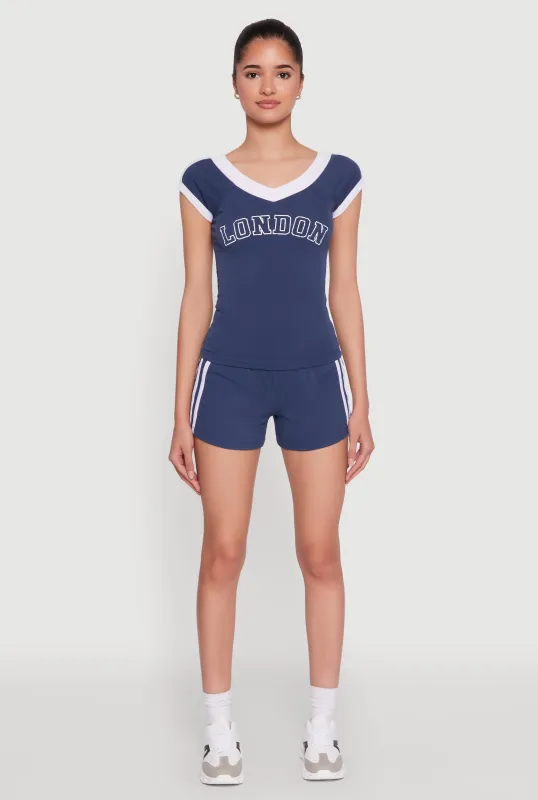 High Waisted Varsity Stripe Bike Shorts sold by Rainbow