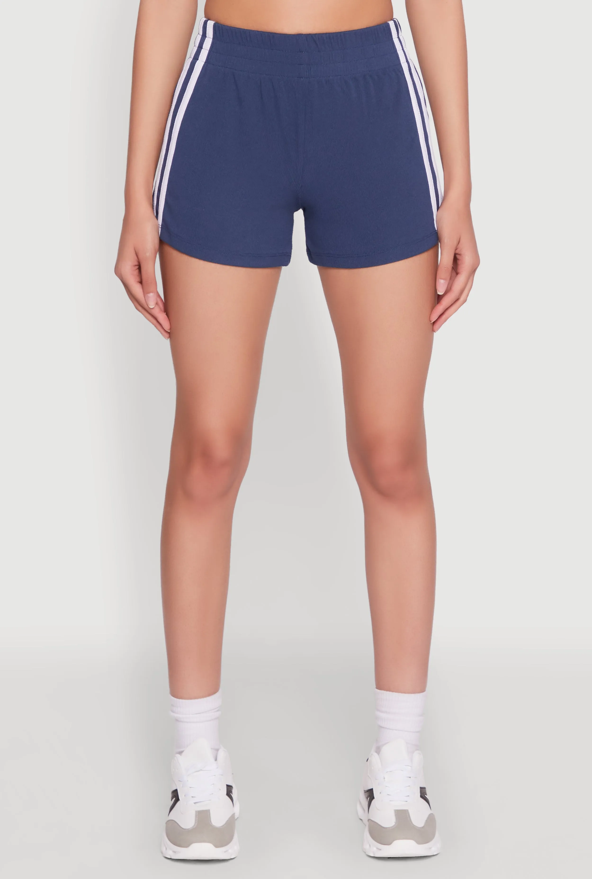 High Waisted Varsity Stripe Bike Shorts sold by Rainbow product image thumbnail 3