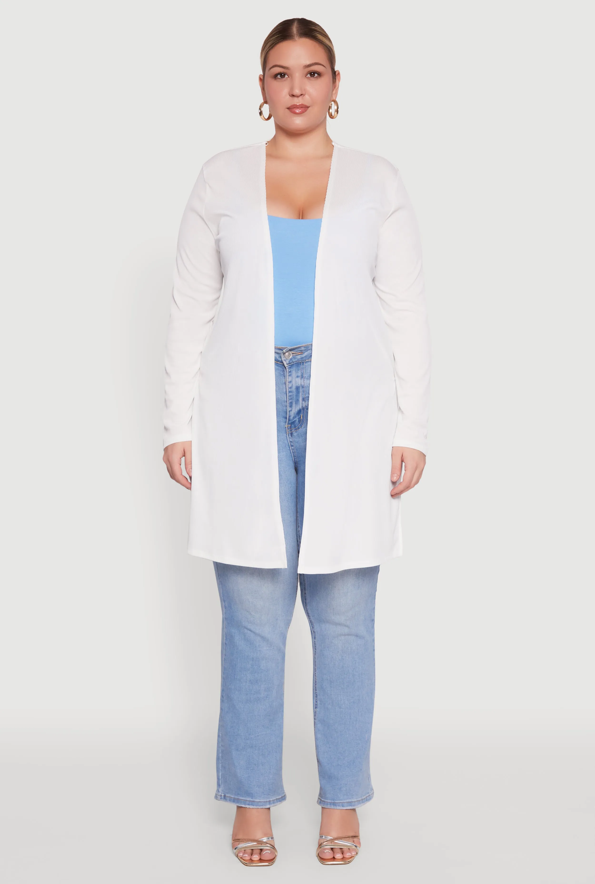 Plus Size Rib Knit Long Sleeve Duster sold by Rainbow product image thumbnail 3